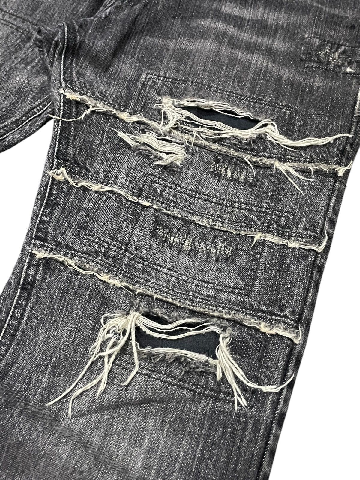 GOSTAR DE FUGA × Japanese Brand × Shellac Rupert Japan Distressed Layered Leather Pocket Flare Jeans Size US 32 / EU 48 - 5 Thumbnail