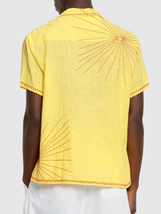 HARAGO o1lsvrm0425 Firework Embroidered Cotton S/S Shirt in Yellow Size US S / EU 44-46 / 1 - 3 Thumbnail