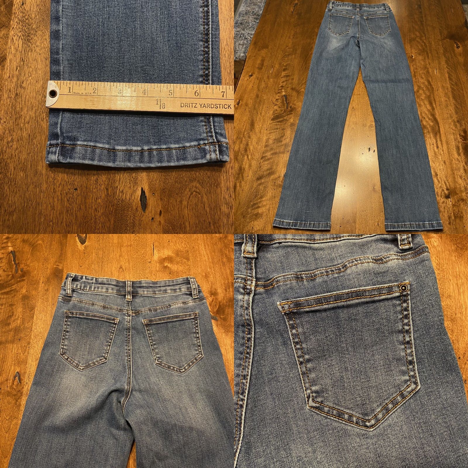 Vintage Long Tall Sally Jeans Womens 6 Tall Blue Denim High Rise Straight Stretch 25x32 Size 28" / US 6 / IT 42 - 8 Thumbnail