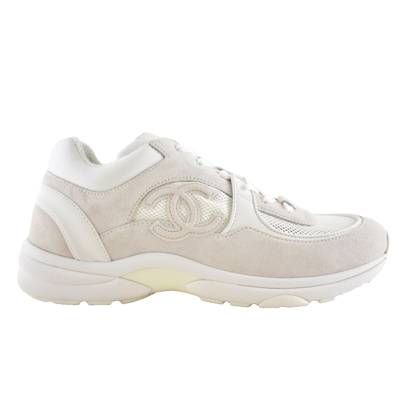 Chanel Chanel 20P Mens Triple White Mesh CC Logo Trainer Sneaker 11 Size US 11 / EU 44 - 1 Thumbnail