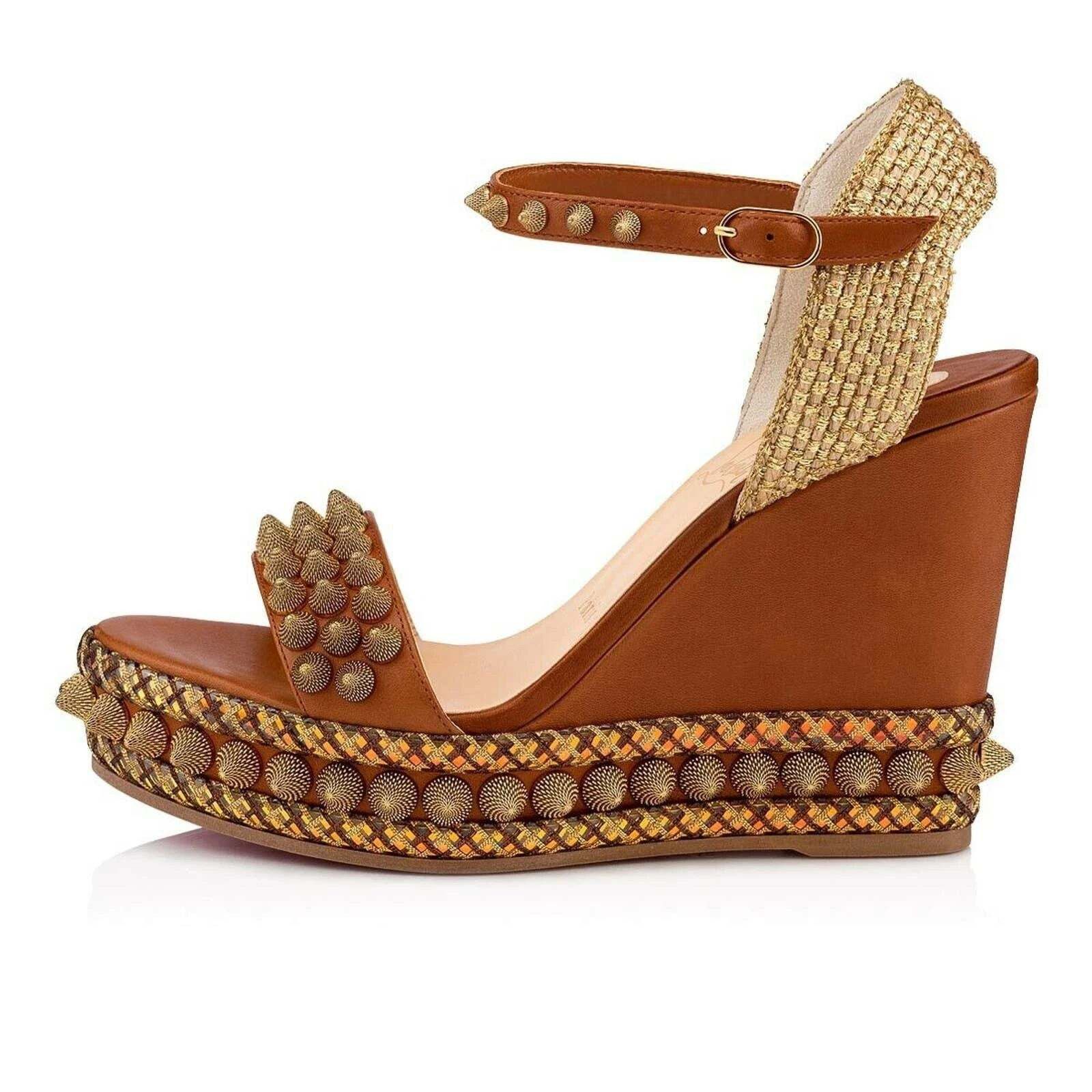 Christian Louboutin Christian Louboutin Cordorella 110 Brown Gold Stud Size US 6 / IT 36 - 3 Thumbnail