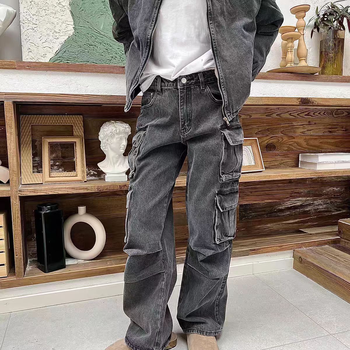 Designer × Jean × Vintage Heavy duty washed multi-pocket Y2K vintage workwear jeans Size US 30 / EU 46 - 3 Thumbnail