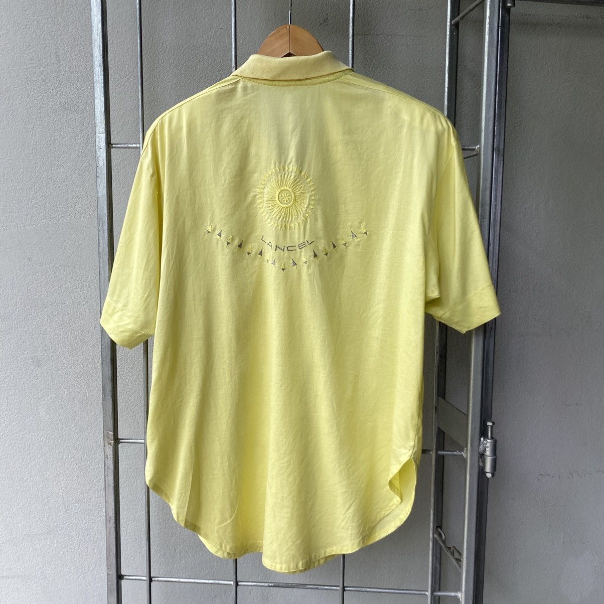 Lancel LANCEL Yellow Embroidered Short-Sleeve Shirt with Logo Back Size L / US 10 / IT 46 - 2 Thumbnail