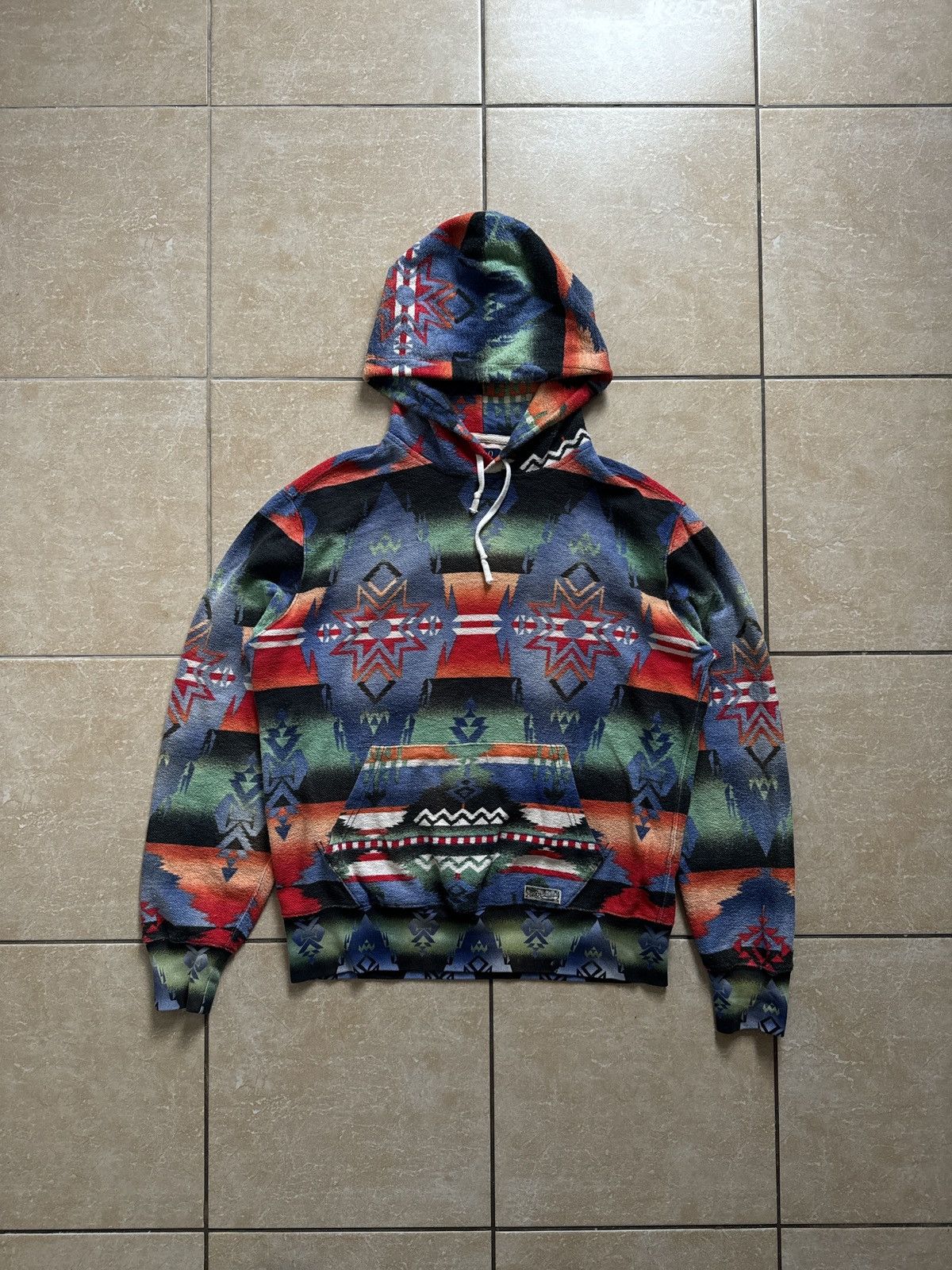 POLO RALPH LAUREN AZTEC top HOODIE SZ Large