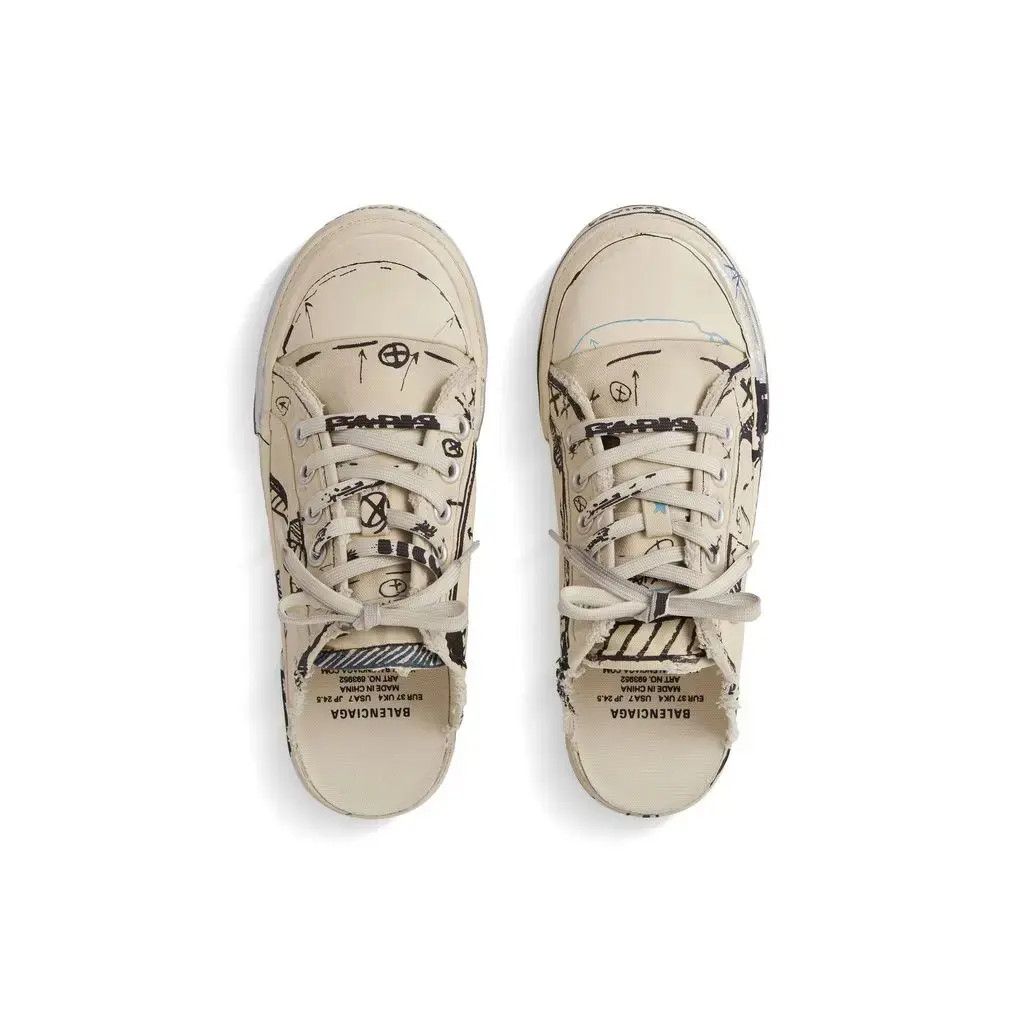 Balenciaga o1bcso1str0126 Paris Sketch Mules in Beige Size US 11 / IT 41 - 2 Thumbnail