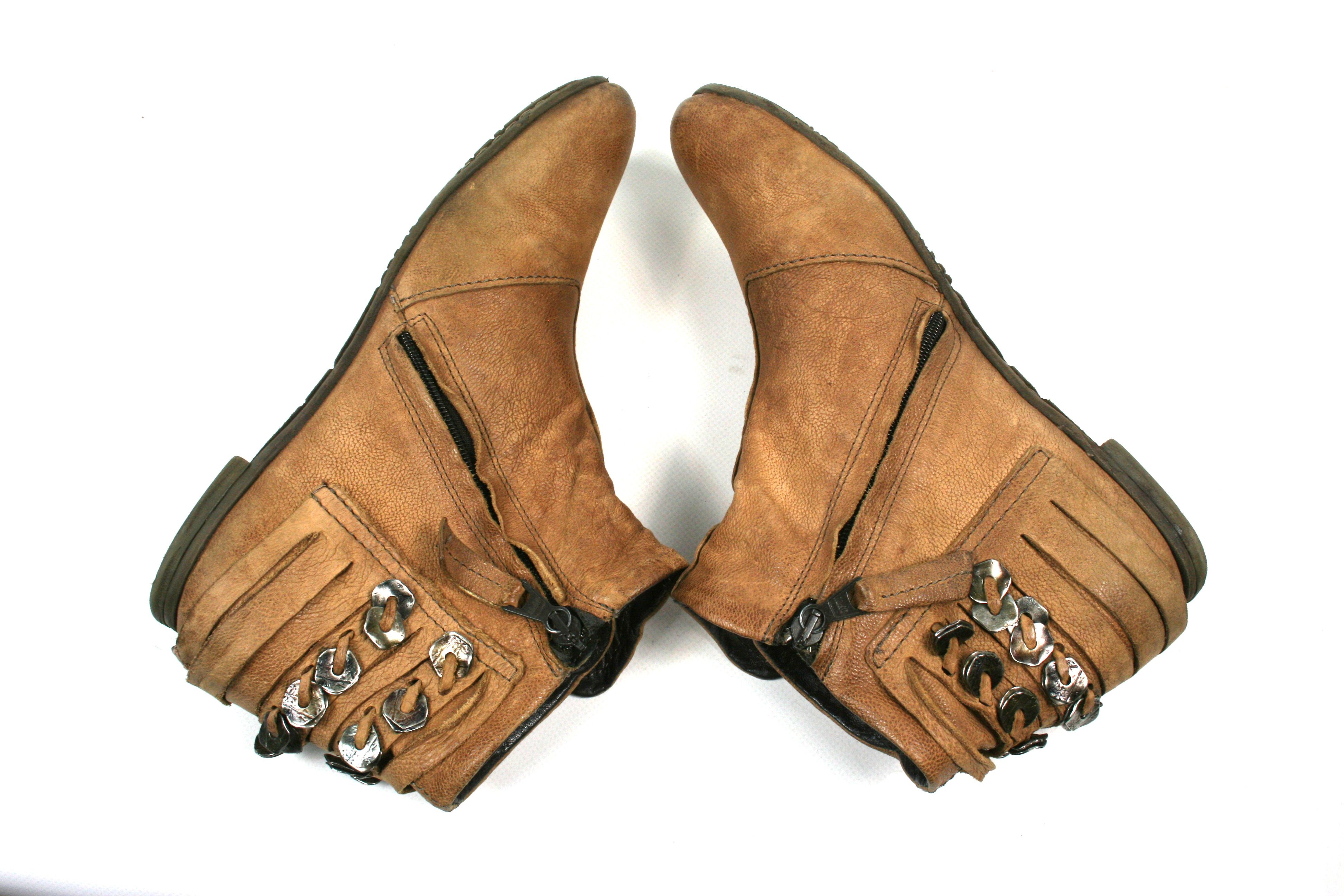 A.S.98 00S Medallions Biker Leather Ankle Boots Vintage Size US 9 / IT 39 - 7 Thumbnail