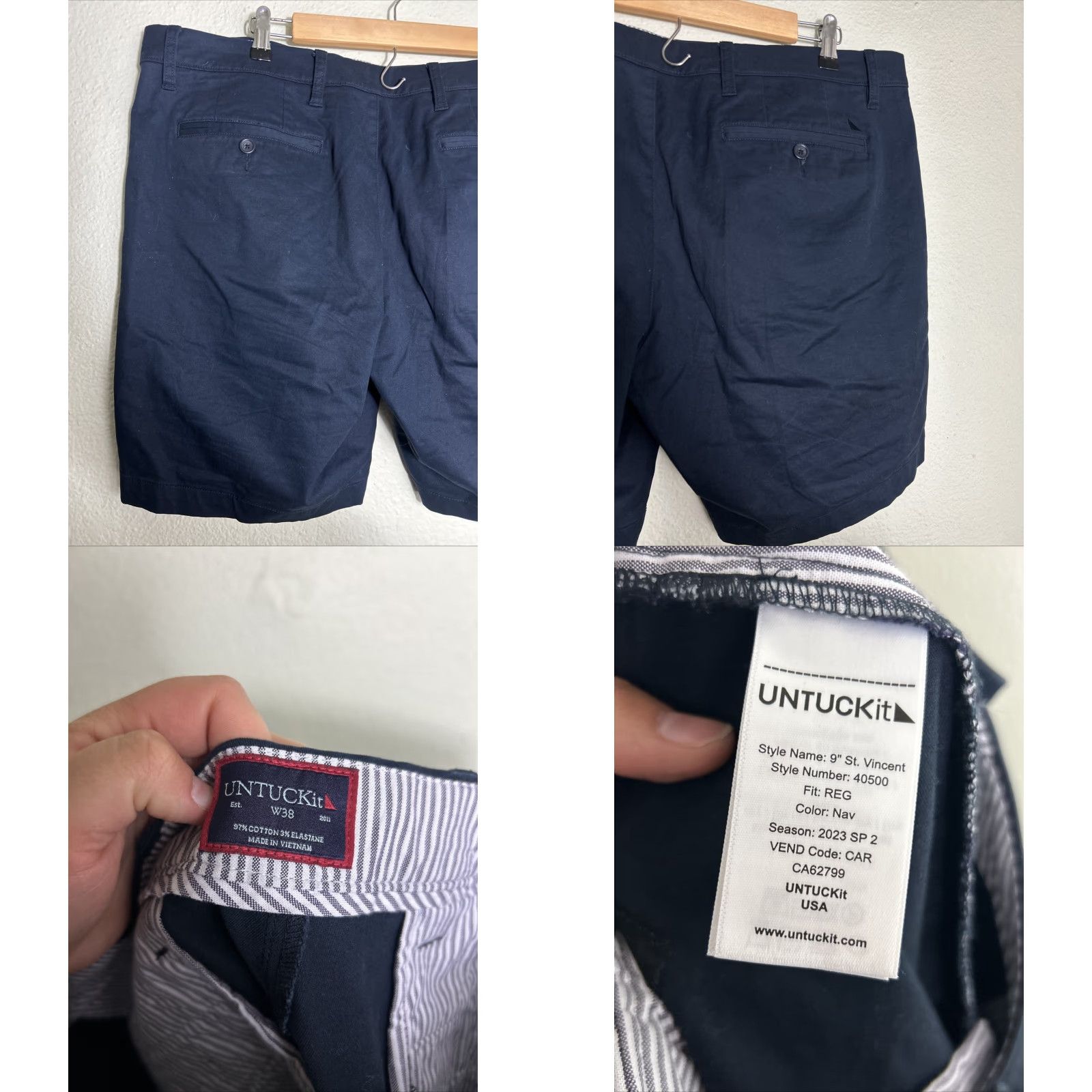 UNTUCKit UNTUCKit ST Vincent Shorts Mens 38 Navy Chino 9" Golf Outdoors Preppy Casual Size US 38 / EU 54 - 8 Thumbnail
