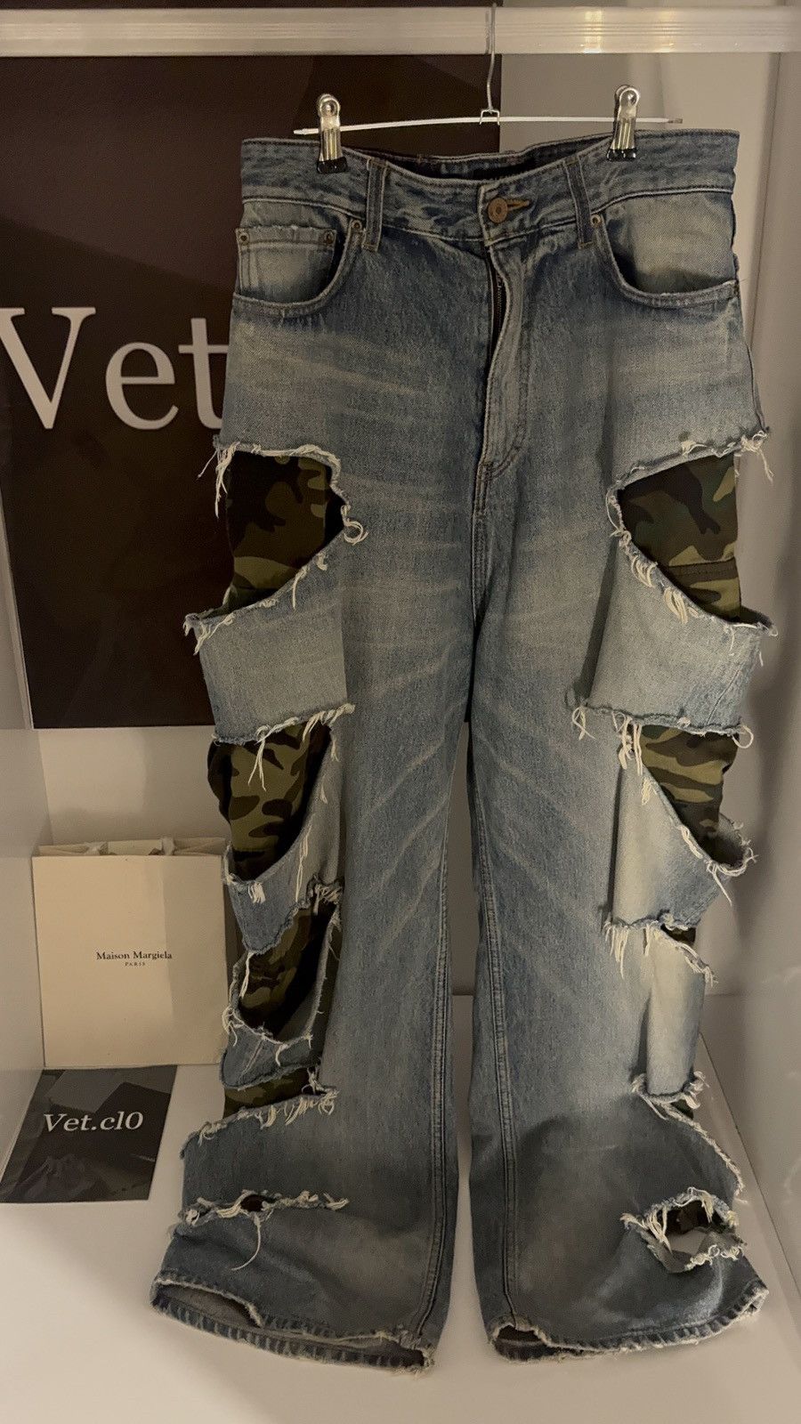 Balenciaga ✅Balenciaga Slashed Layer double distressed jeans blue/camo Size US 30 / EU 46 - 2 Thumbnail