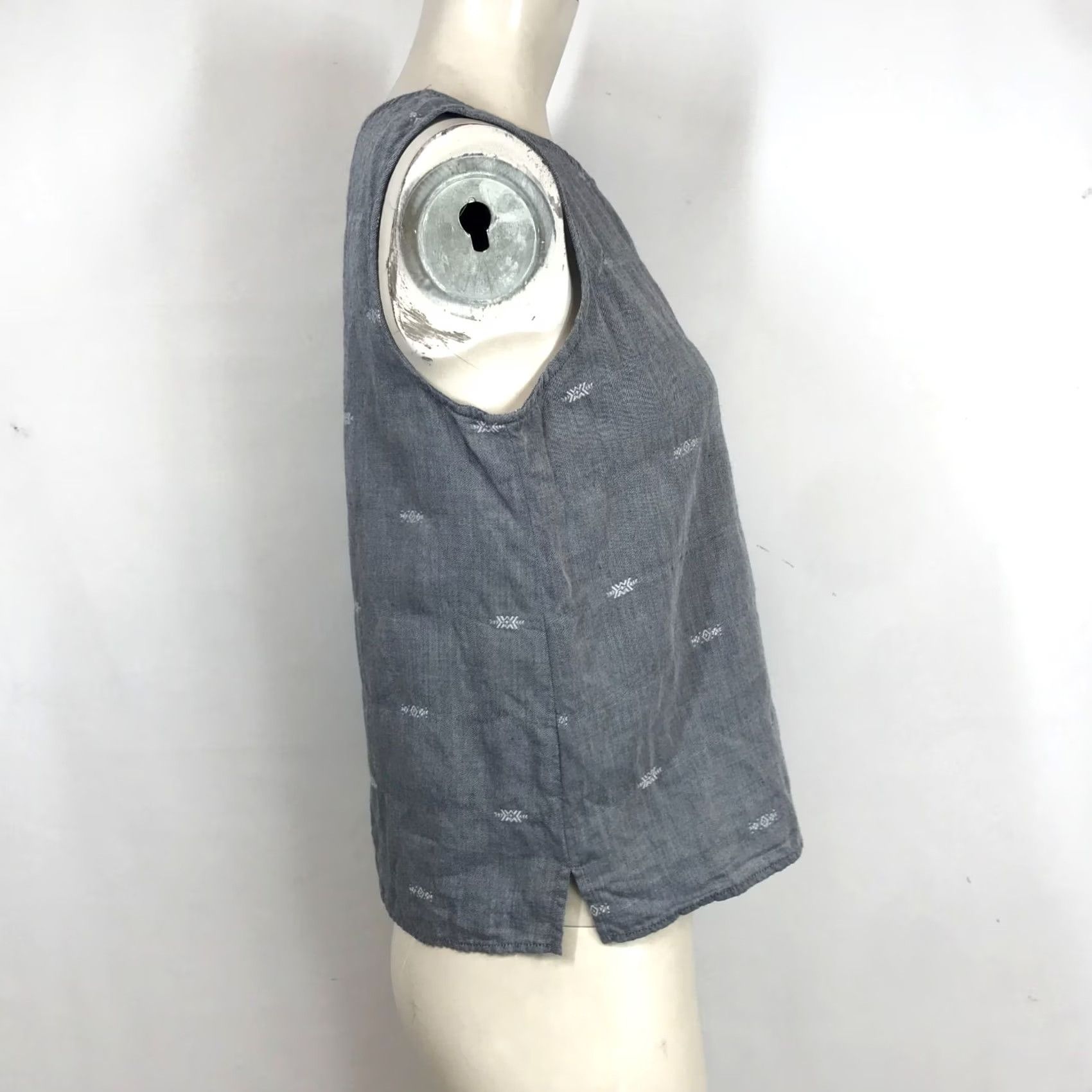 Eileen Fisher Eileen Fisher Women XS Gray SleeveLESS Round Neck Cotton Blend Top - Regular Size XS / US 0-2 / IT 36-38 - 4 Thumbnail