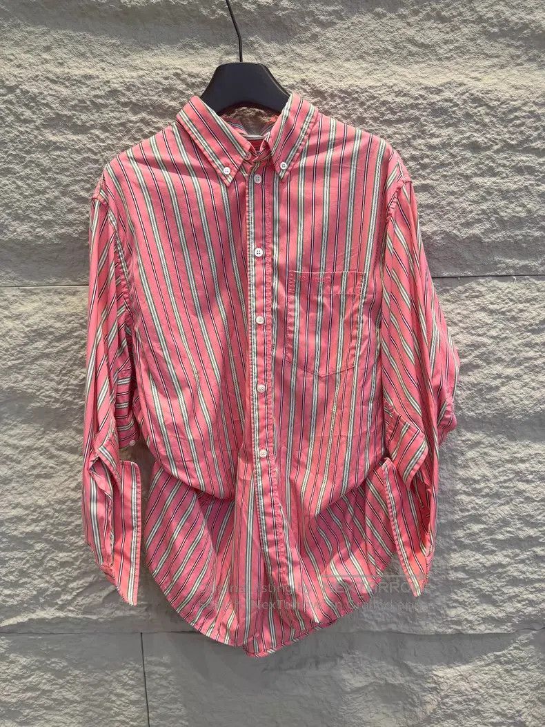 Balenciaga Balenciaga Pink Striped Deconstructed Long Sleeve Shirt Wo Size XXS / US 00 / IT 34 - 1 Thumbnail