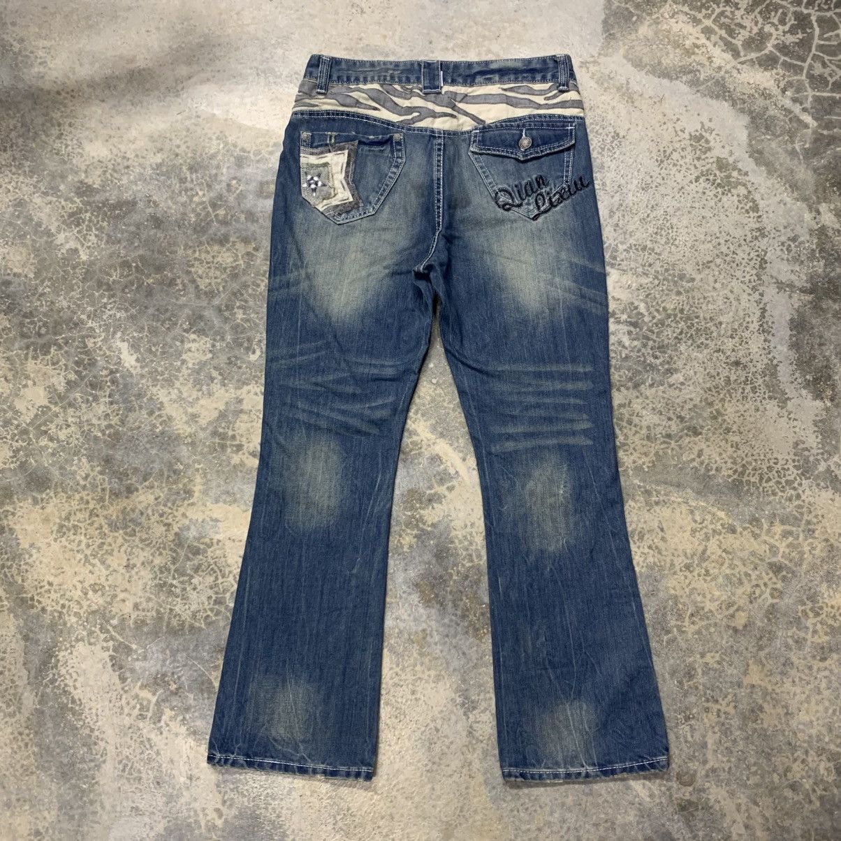 Japanese Brand × Vintage Flare KARI JYUA JEAN Clawmark Distressed Fade Jean Size US 31 - 2 Thumbnail