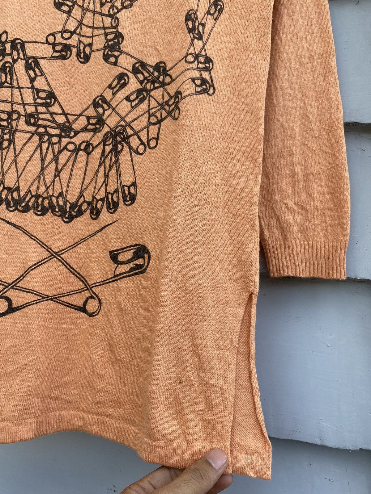 Japanese Brand Punk Revival Aesthetic Safety Pin Skull Knit Distressed Top Size ONE SIZE - 6 Thumbnail