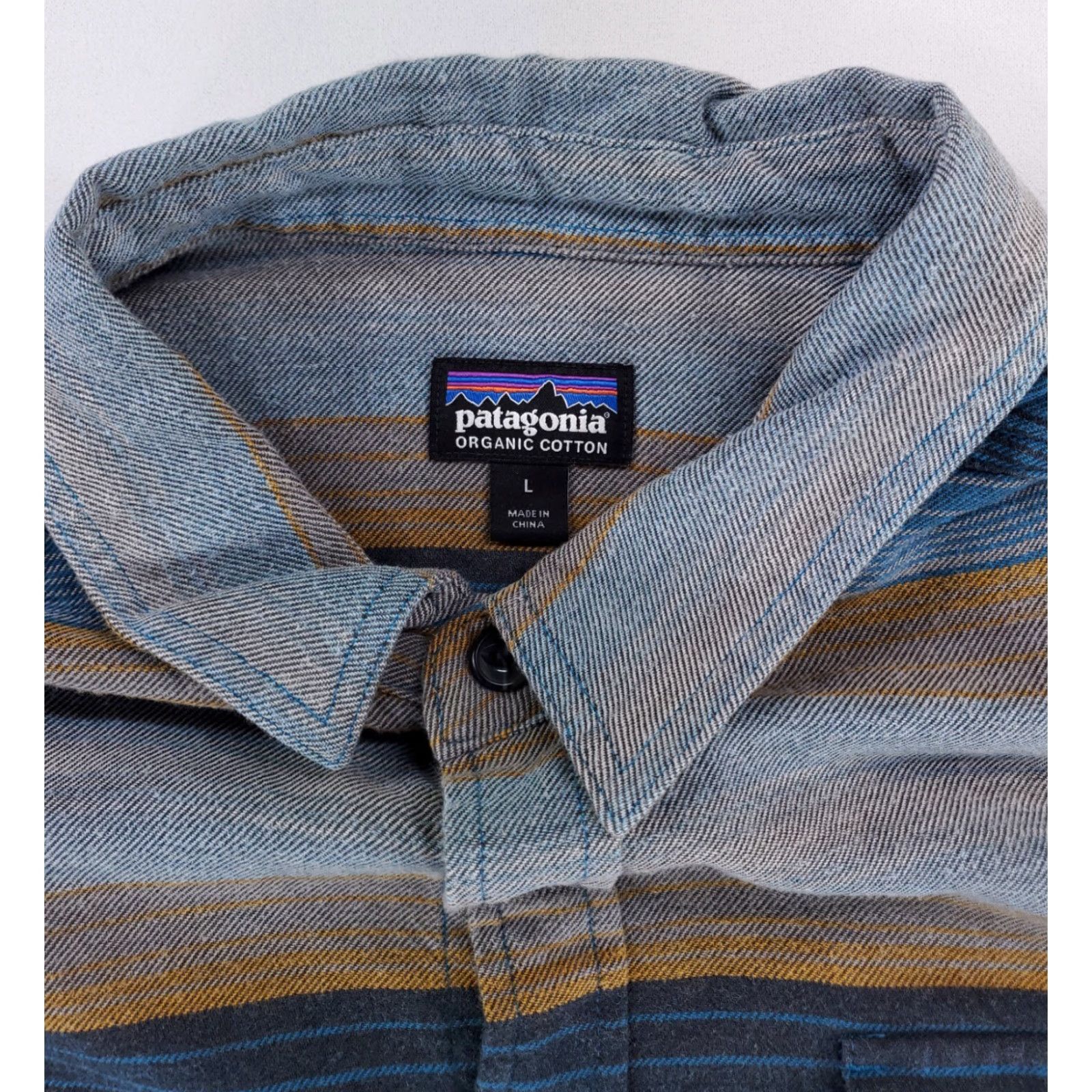 Patagonia Patagonia Fjord Flannel Midweight Button-Up Shirt Striped Blue Gray Mens L Size US L / EU 52-54 / 3 - 2 Thumbnail