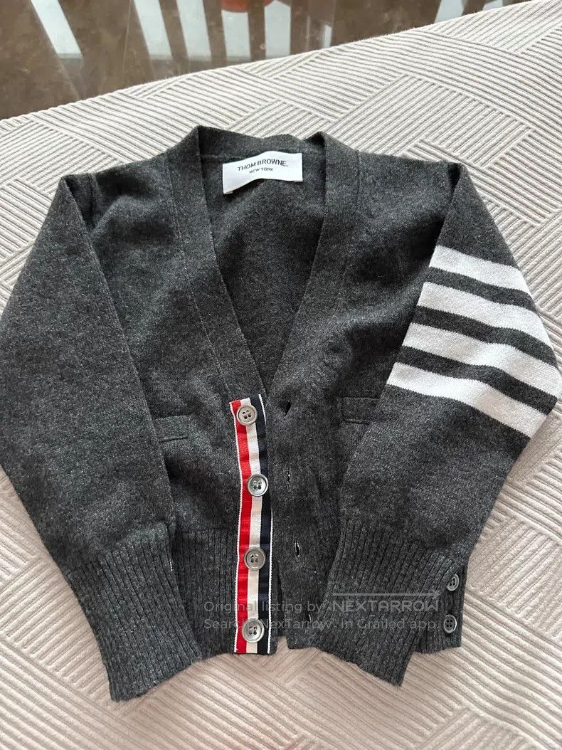 Thom Browne Thom Browne Dark Gray Cashmere Knit Cardigan Size US XL / EU 56 / 4 - 1 Thumbnail