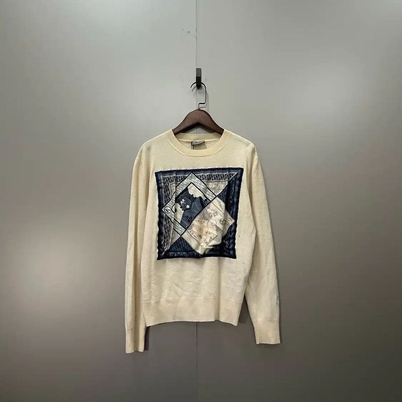 Dior Dior White Cotton Long Sleeve Pullover Sweater 0089 Size M / US 6-8 / IT 42-44 - 1 Thumbnail