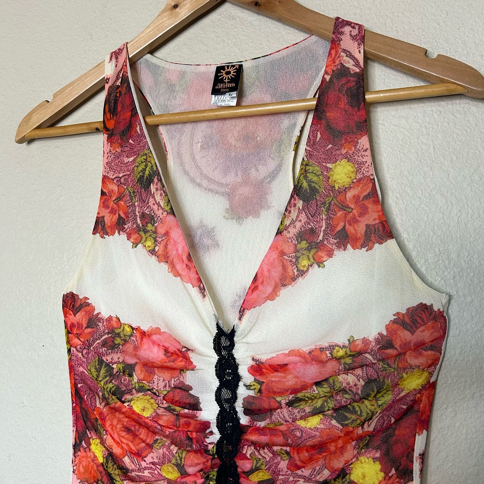 Jean Paul Gaultier Jean Paul Gaultier Top Tank Floral Mesh Art to Wear Size L Size L / US 10 / IT 46 - 2 Thumbnail
