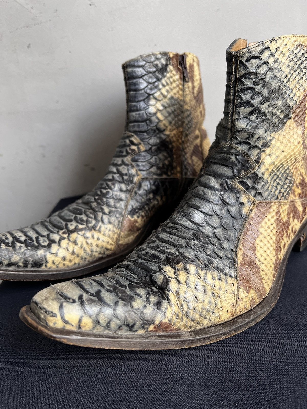 Hedi Slimane Rare python leather snake Hedi slimane style leather boots Size US 7.5 / EU 40-41 - 8 Thumbnail