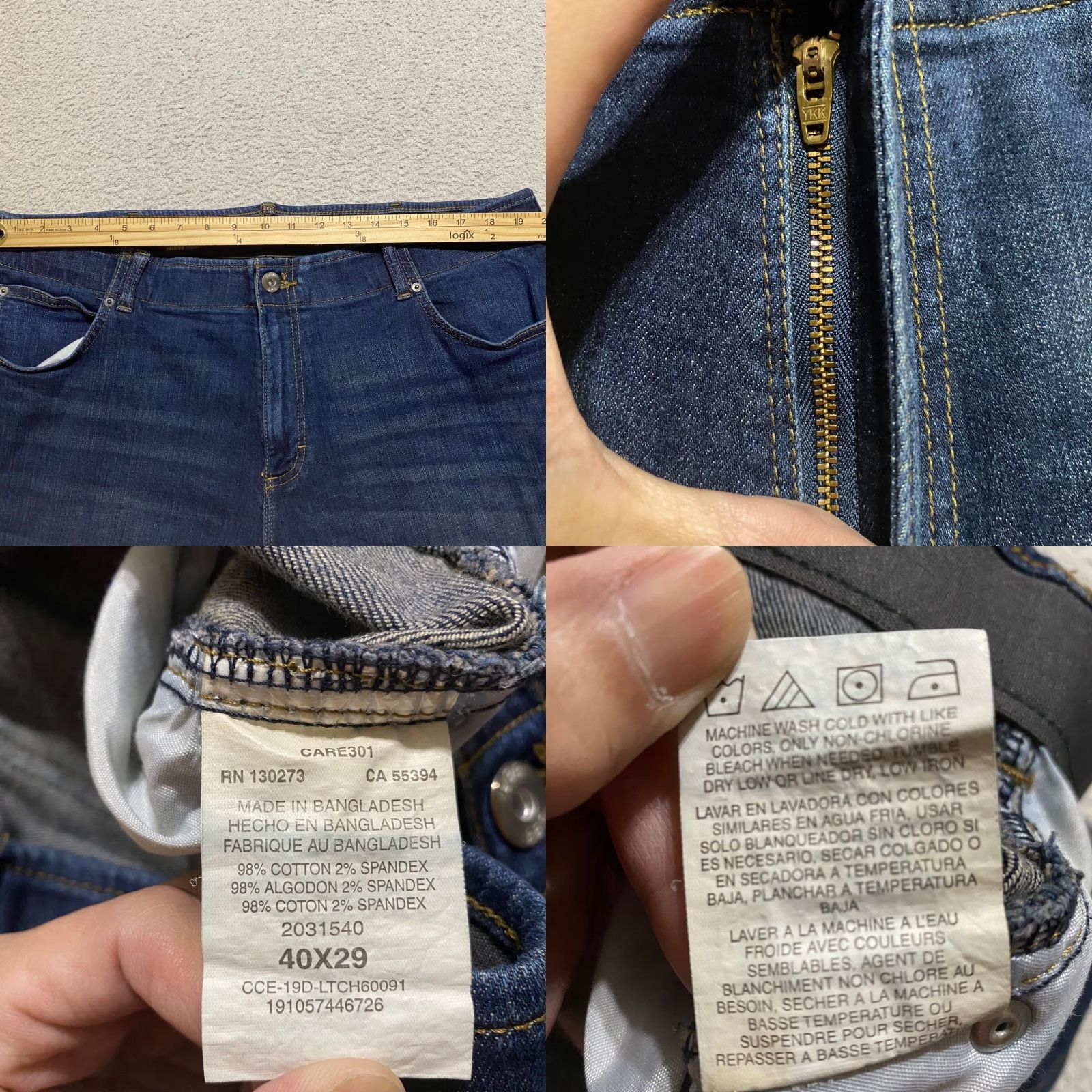 Lee Lee Mens Jeans Blue Denim Dark Wash Motion Stretch Straight 40x29 Regular Waist 5-Pocket Denim Jeans Mens Blue Size US 40 / EU 56 - 8 Thumbnail