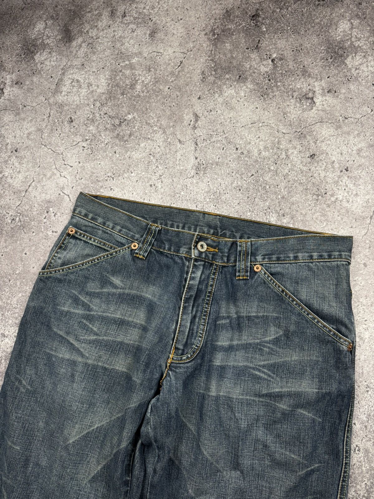 Japanese Brand Vintage Flared Jeans Baggy Wide Japanese Y2K Avant Garde Size US 34 / EU 50 - 4 Thumbnail