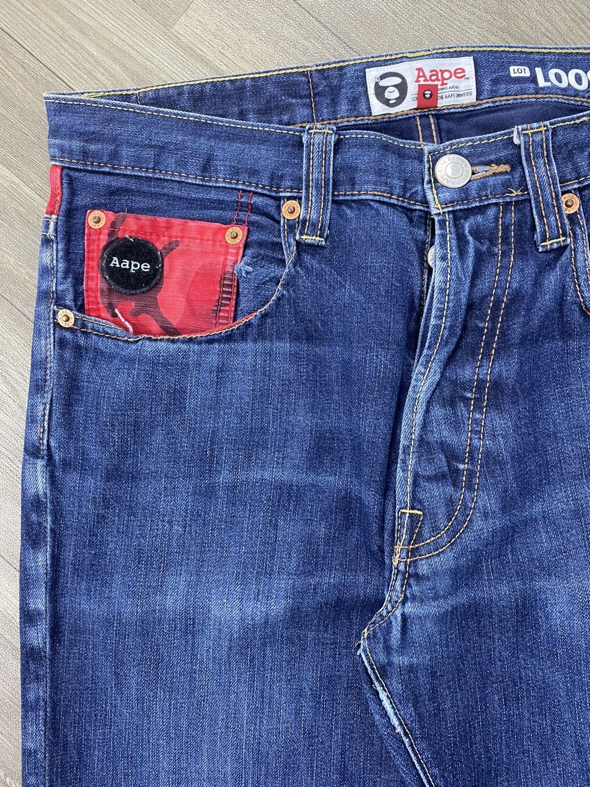 Aape Vintage Aape By A Bathing Ape Bape Embroidery Selvedge Denim Size US 32 / EU 48 - 17 Thumbnail