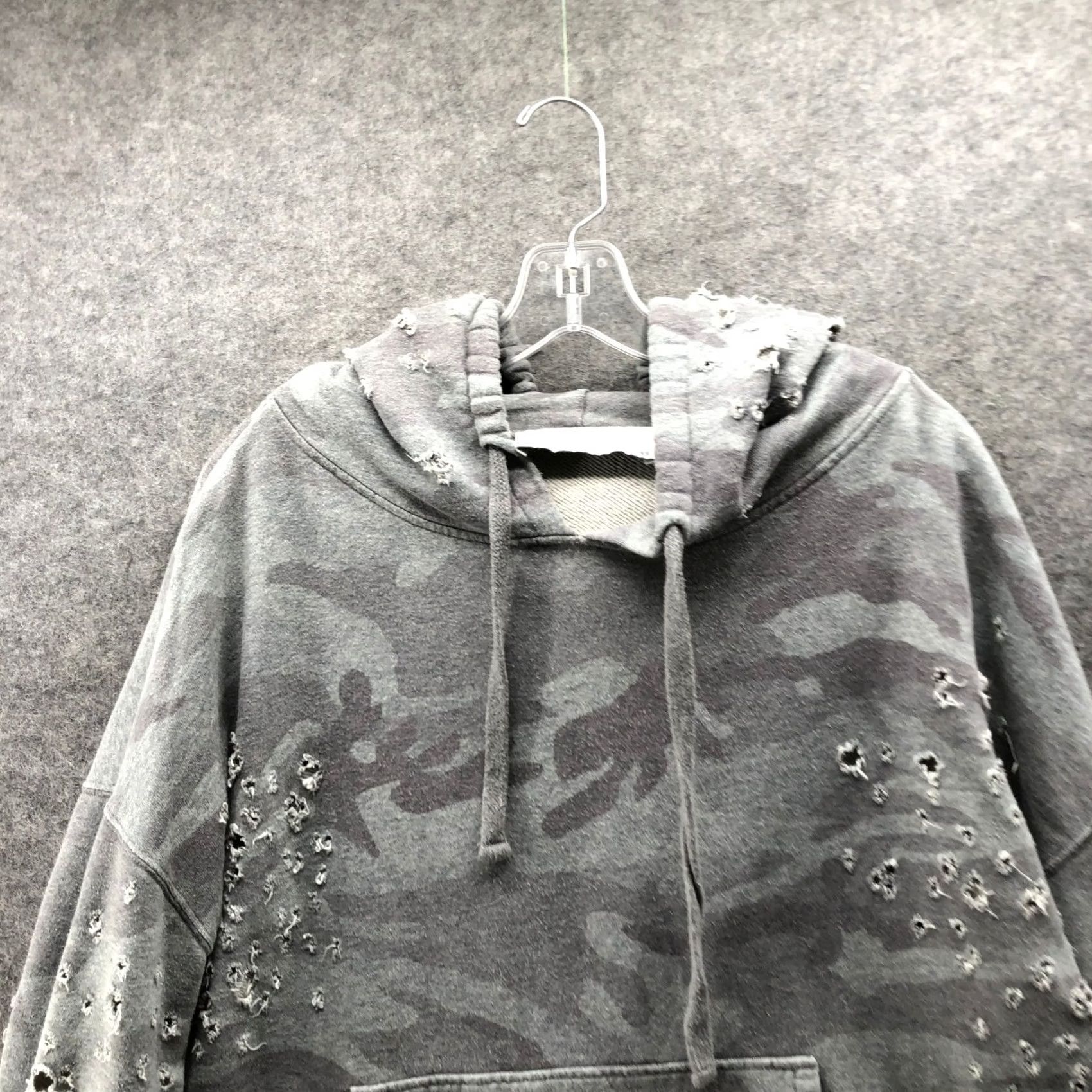 Iro IRO Jeans Hoodie Womens XS Gray Camo Distressed Pullover Relaxed Size XS / US 0-2 / IT 36-38 - 3 Thumbnail