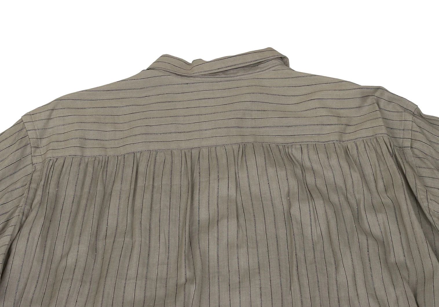 Jean Paul Gaultier Silk-Cotton Stripe Woven Shirt in Khaki Size 3 Size US L / EU 52-54 / 3 - 12 Thumbnail
