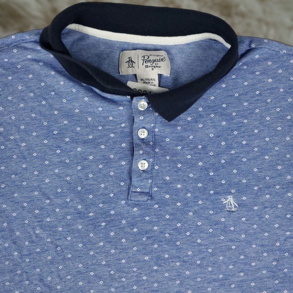 Original Penguin Original Penguin Polo Mens XL Blue Geometric Pattern Short Sleeve Golf Casual Shirt Size US XL / EU 56 / 4 - 1 Thumbnail