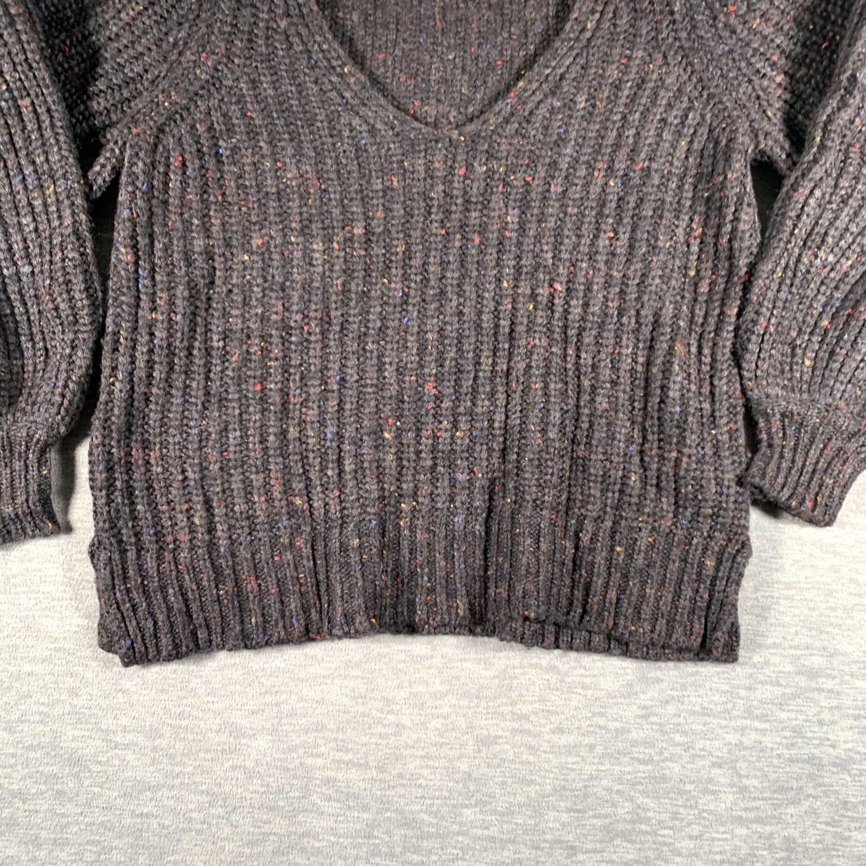 Madewell Madewell Sweater Womens Small Gray V Neck Wool Balloon Sleeve Chunky Pullover Size S / US 4 / IT 40 - 3 Thumbnail
