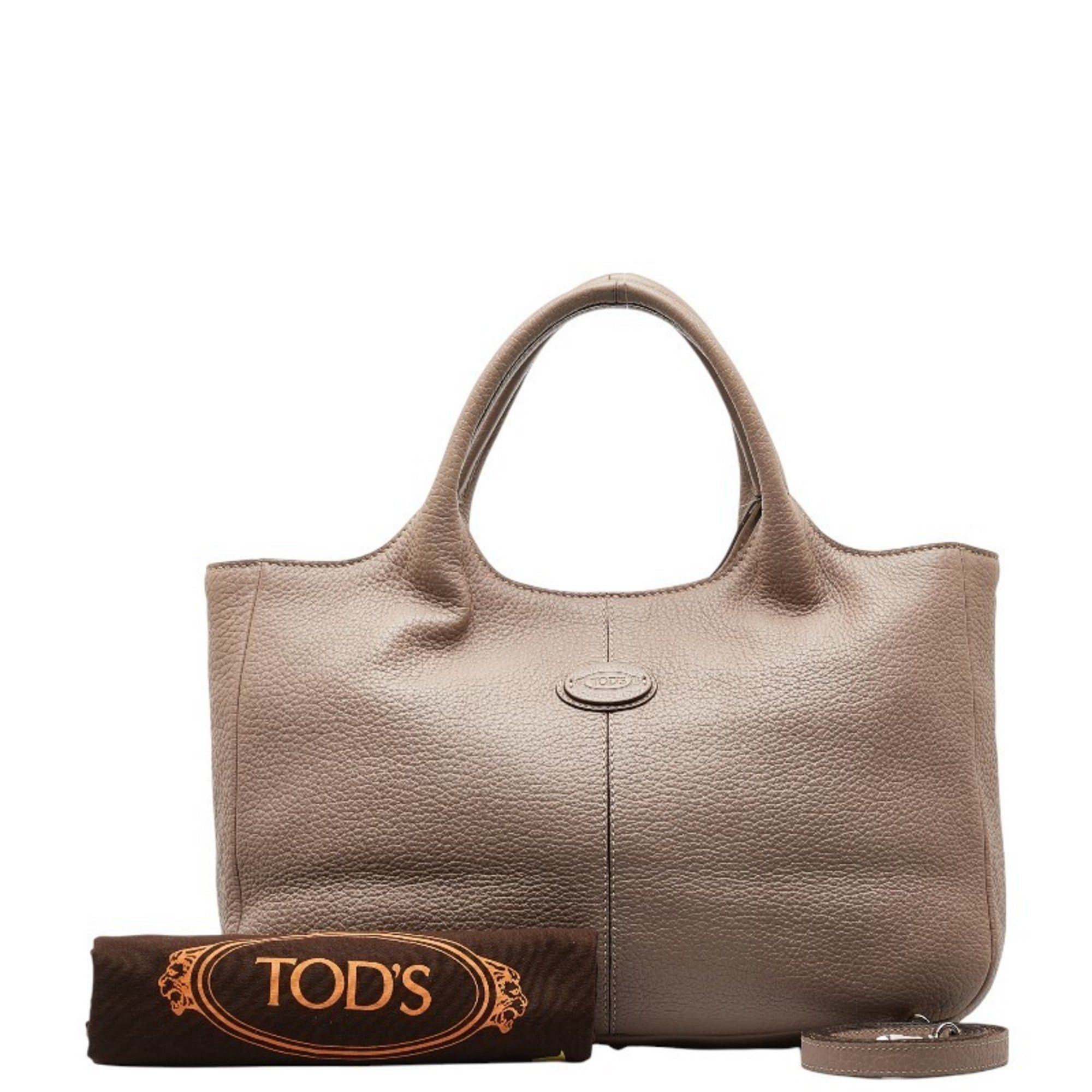 image of Tods Tod's Handbag Shoulder Bag Grey Leather Women's Tod's