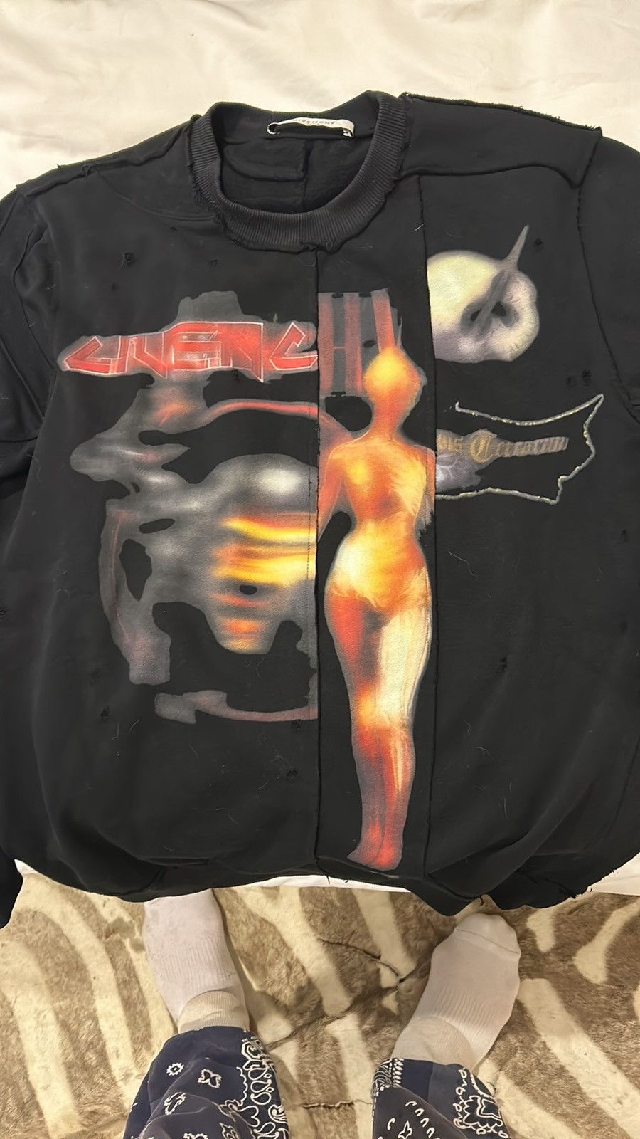 Givenchy Oversized Distressed Metal Crewneck