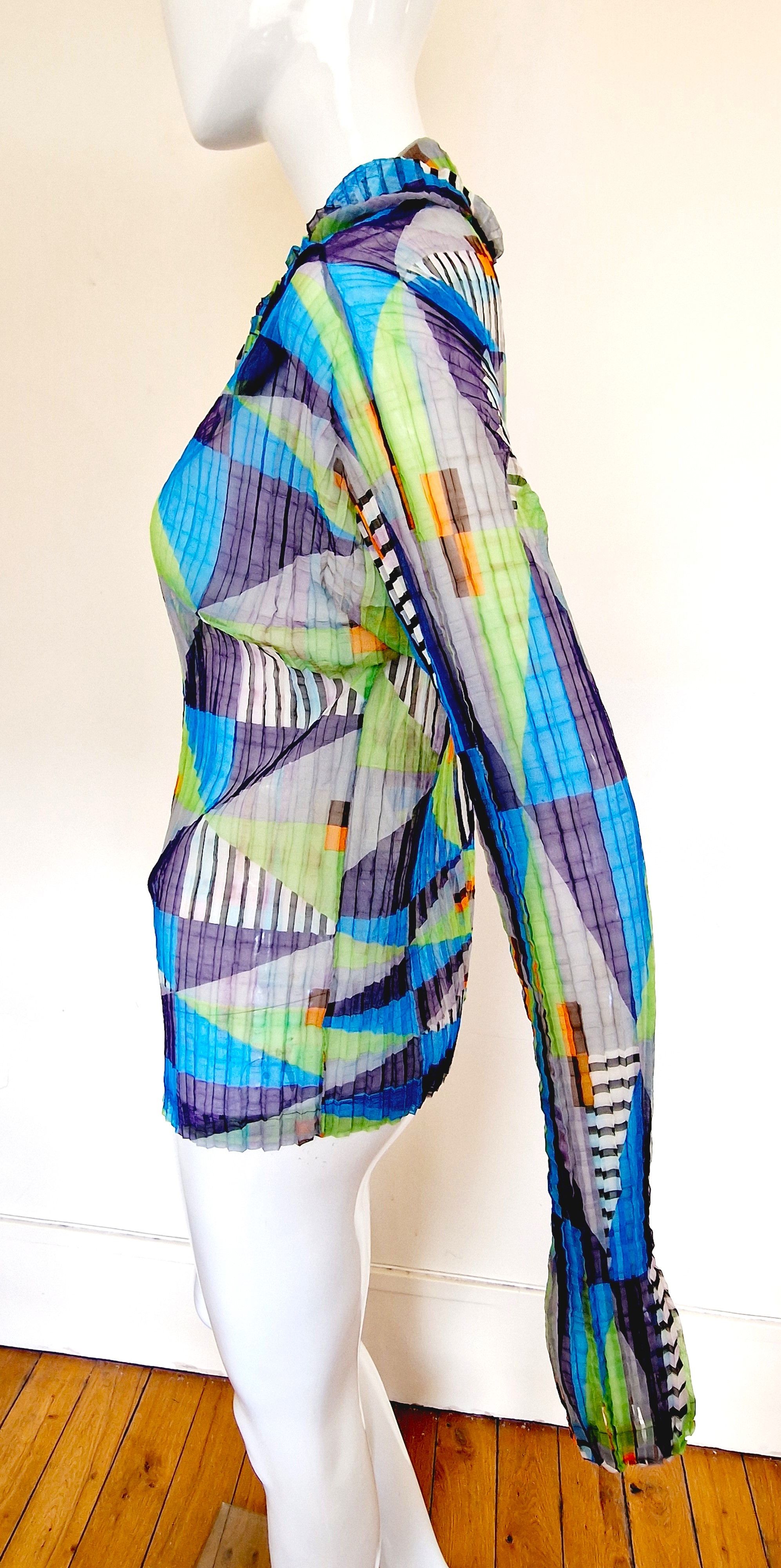 Pleats Please Issey Miyake Issey Miyake Cauliflower Pleated Striped Men Women Top Shirt Size US M / EU 48-50 / 2 - 8 Thumbnail