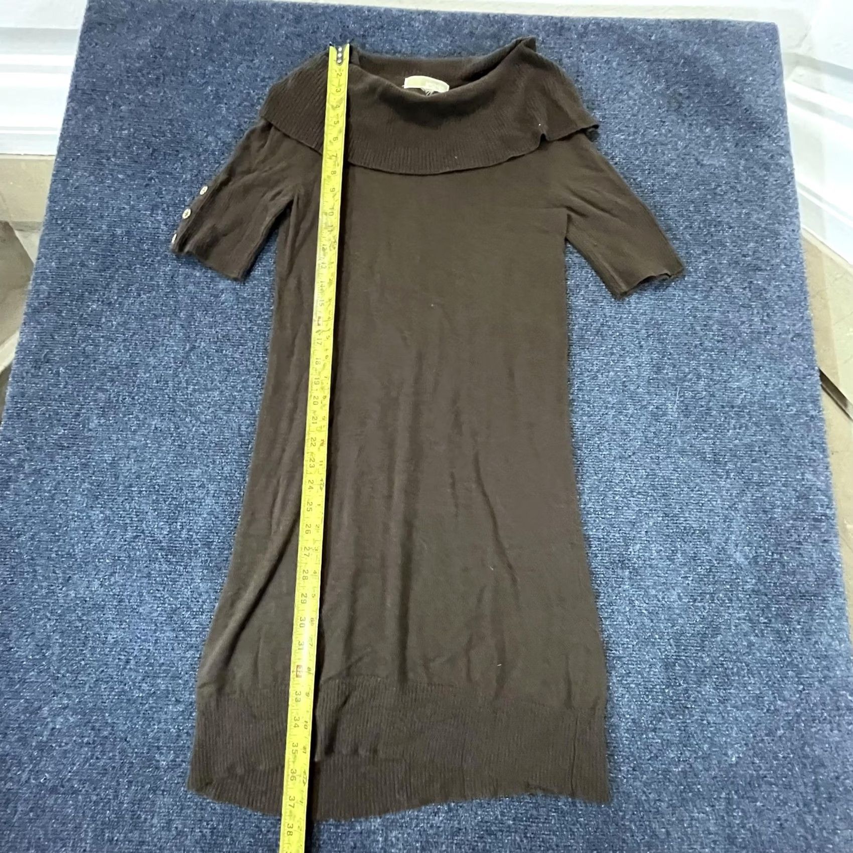 Michael Kors Michael Kors Sweater Dress Womens Medium Cowl Neck Knit Button Sleeve Pullover Brown Knit Dress Size M / US 6-8 / IT 42-44 - 4 Thumbnail