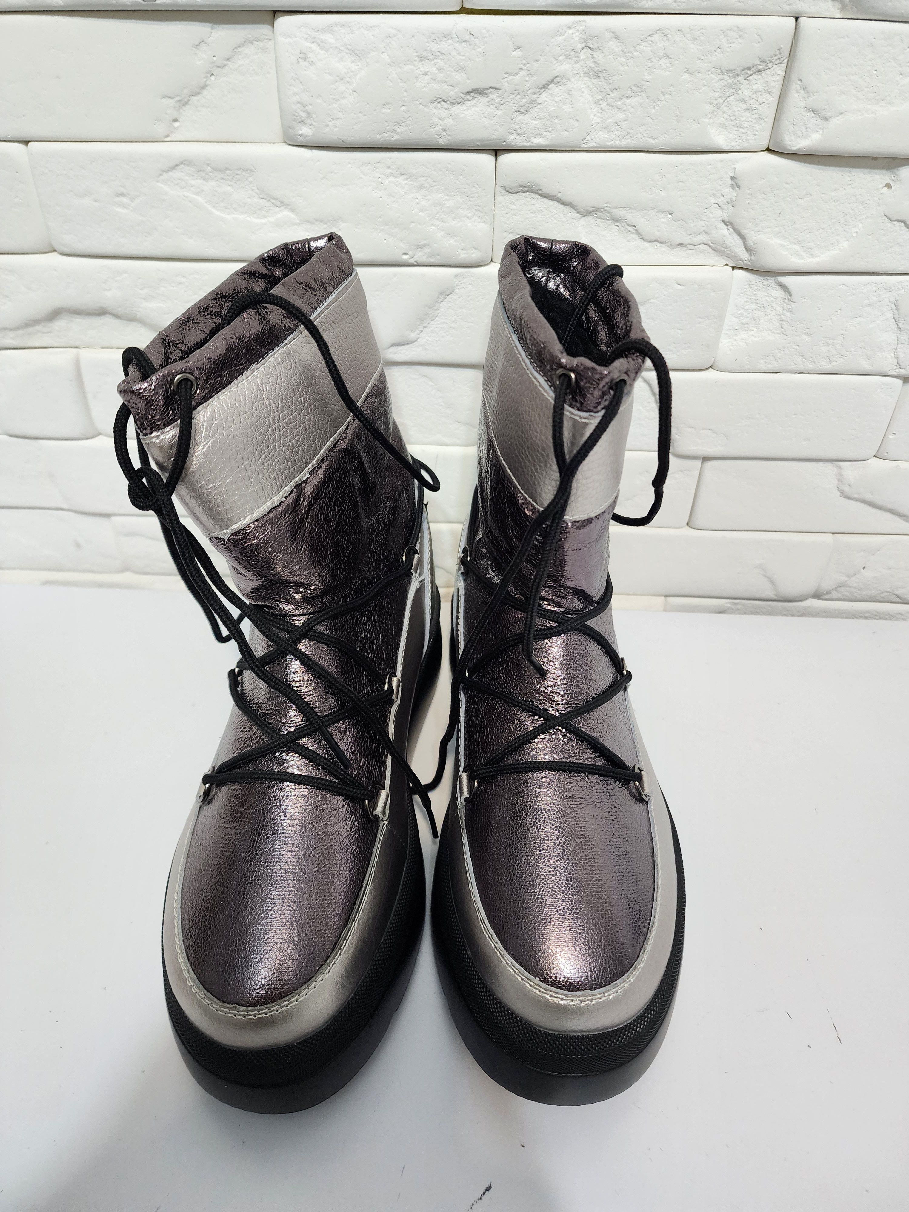 Genuine Leather Black & Gray Leather Warm Shoes Size US 7.5 / IT 37.5 - 7 Thumbnail