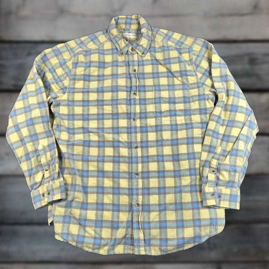 The Territory Ahead Territory Ahead Lightweight Corduroy Plaid Shirt Adult XL Yellow Blue Casual Mens Size US XL / EU 56 / 4 - 1 Thumbnail