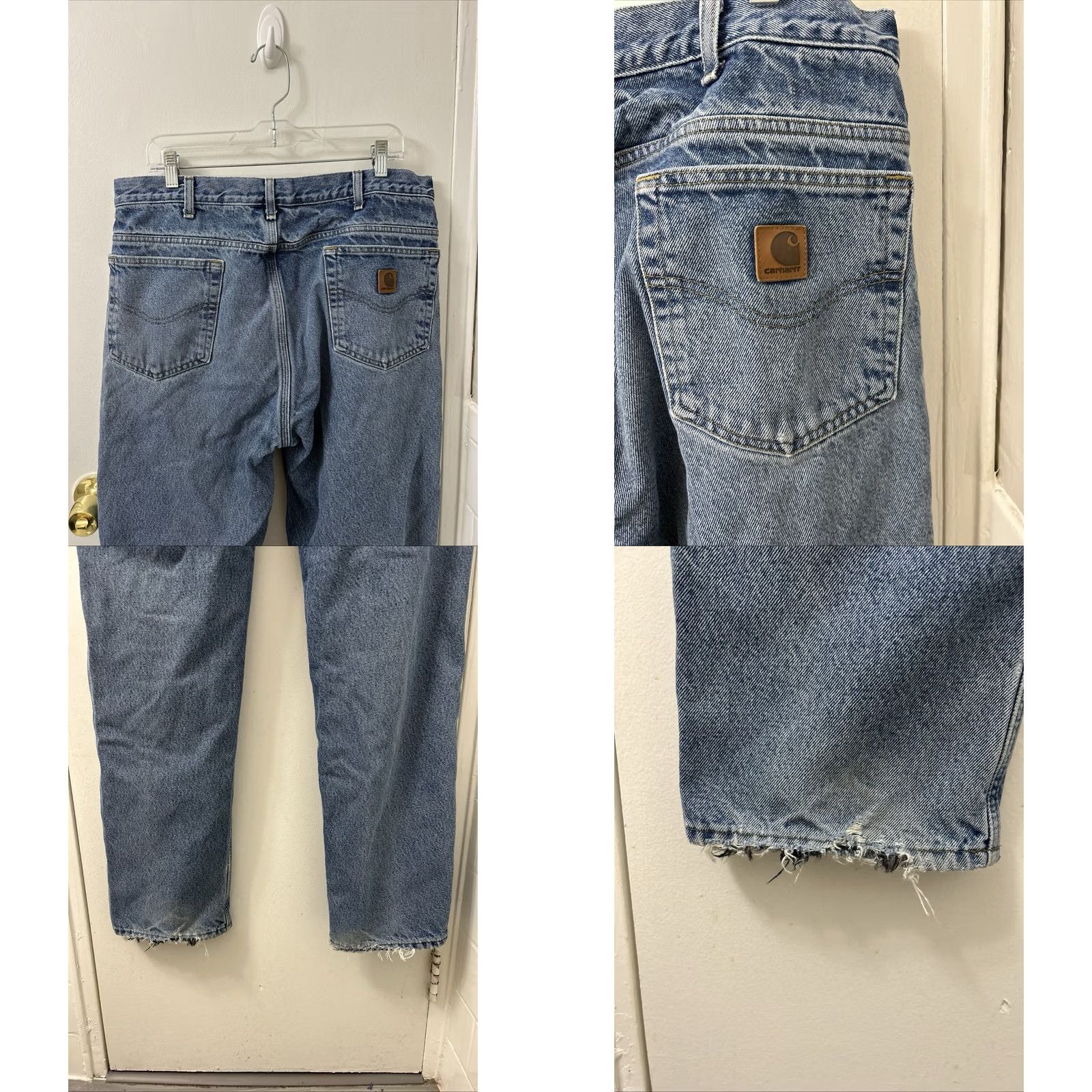 Carhartt VINTAGE Carhartt Jeans Mens 36x36 Blue Plaid Flannel Lined YKK Relaxed Fit Denim Shirt? Size US 36 / EU 52 - 8 Thumbnail