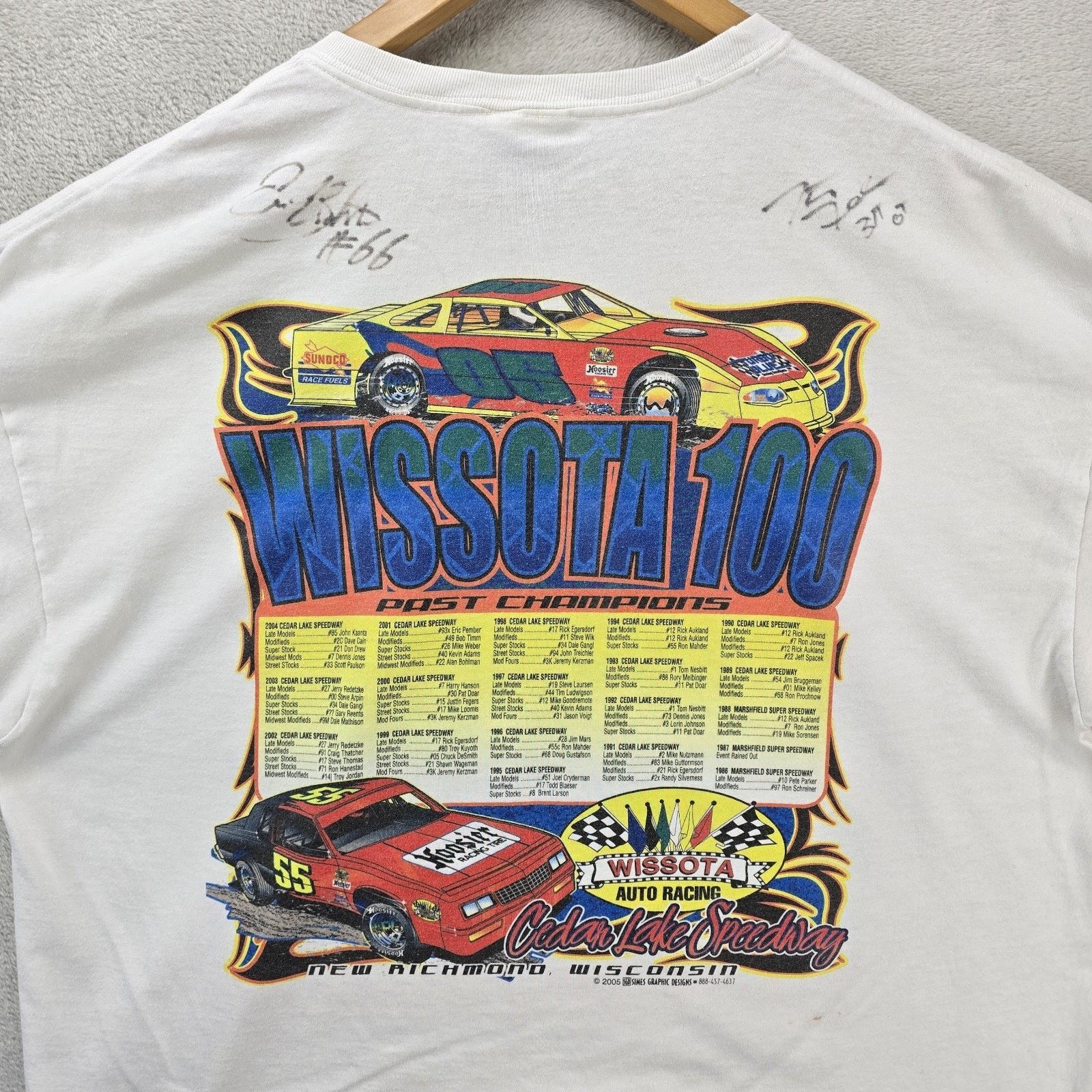 Hanes Vtg Wissota 100 Racing Shirt XL Y2k 2005 Nascar Autograph Size US XL / EU 56 / 4 - 7 Thumbnail