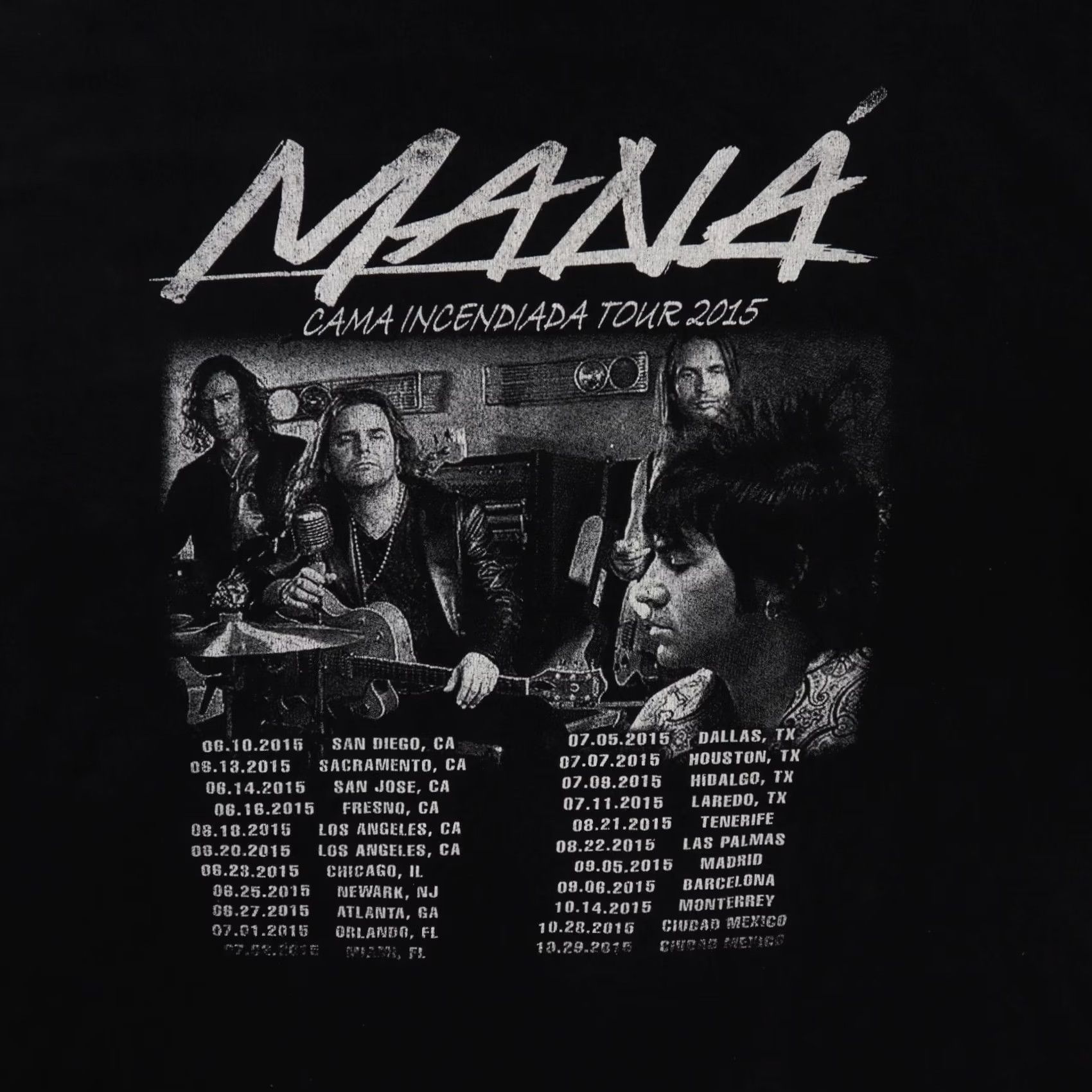 Vintage MANA Band MENS XL Black Cama Incendiada Tour En Concierto Shirt Size US XL / EU 56 / 4 - 3 Thumbnail