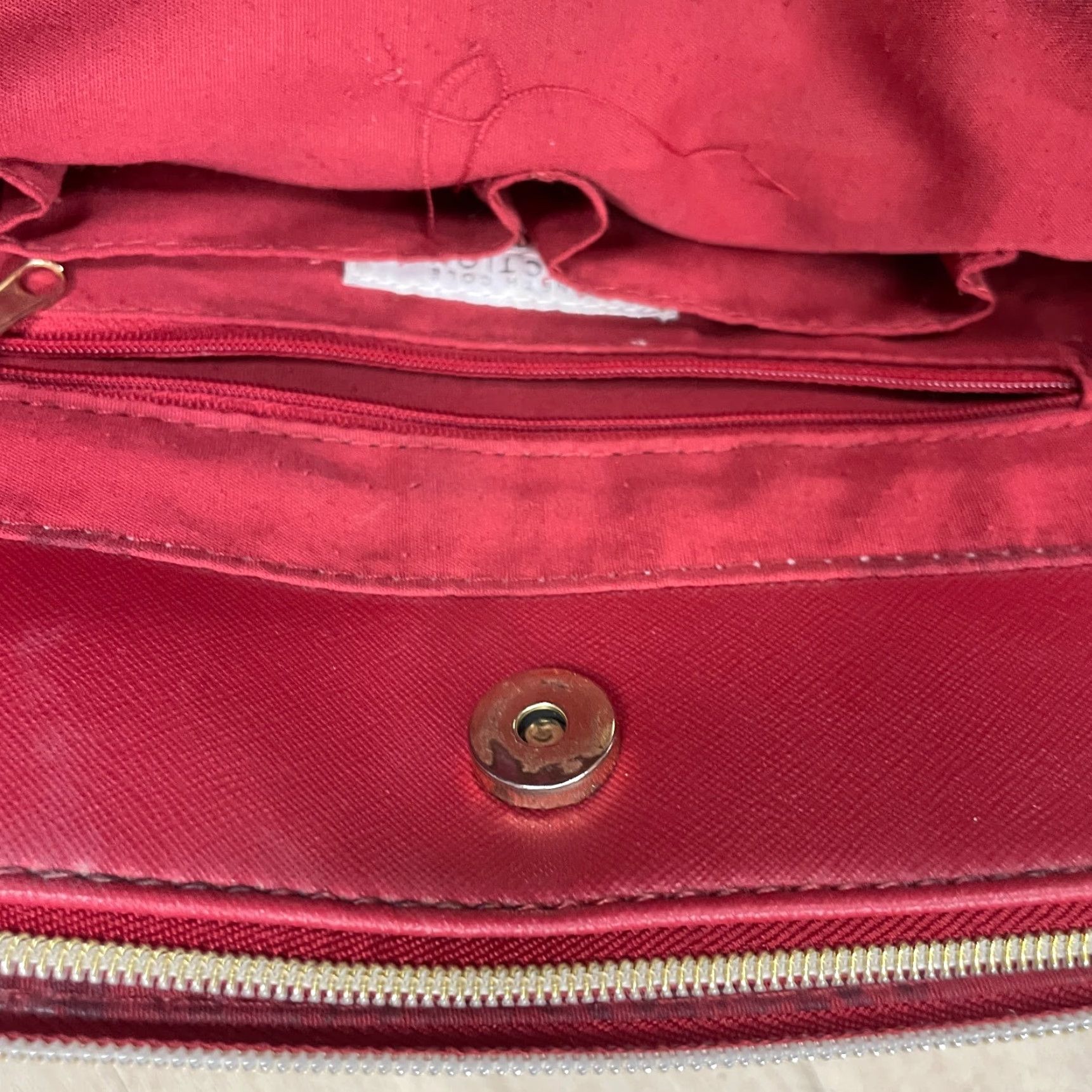 Kenneth Cole Kenneth Cole Reaction Shoulder Bag Red Faux Leather Gold Hardware PVC Leather Matte Red 17in 10in Large Women's Bag Size ONE SIZE - 7 Thumbnail
