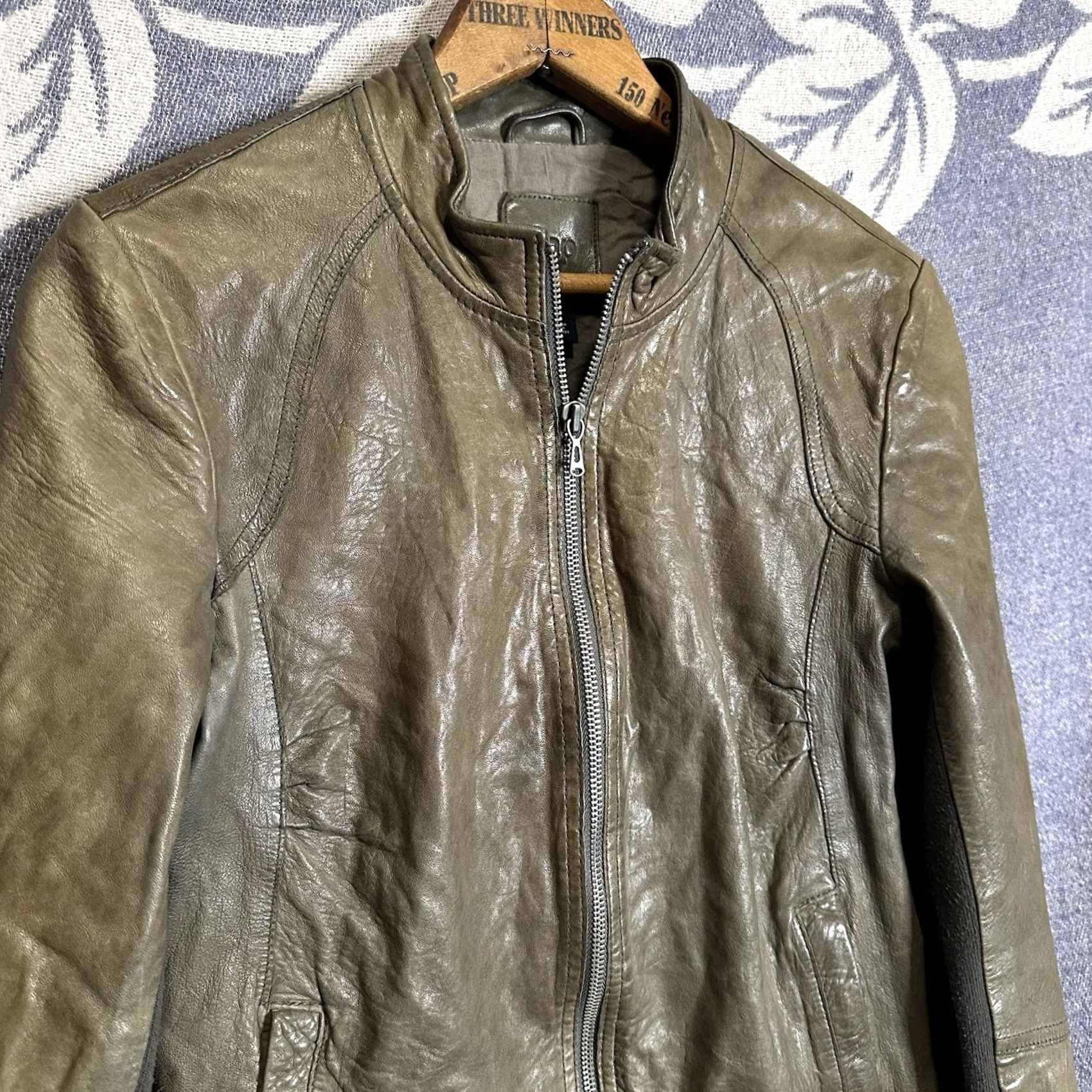 Gap VINTAGE Gap Genuine Leather Cafe Racer Jacket Womens Medium Brown Y2K 90s Motorcycle Biker Size M / US 6-8 / IT 42-44 - 2 Thumbnail
