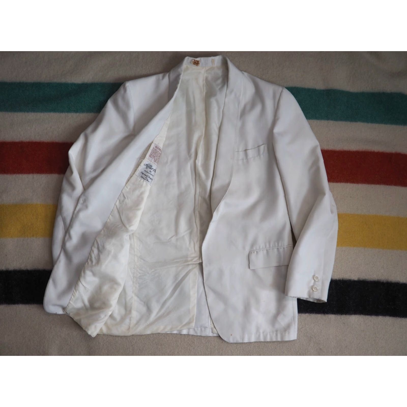 After Six VTG 50s AfterSix Rudofker White Rockabilly Distress Button Blazer Gab Jacket 42R Size 42R - 2 Thumbnail