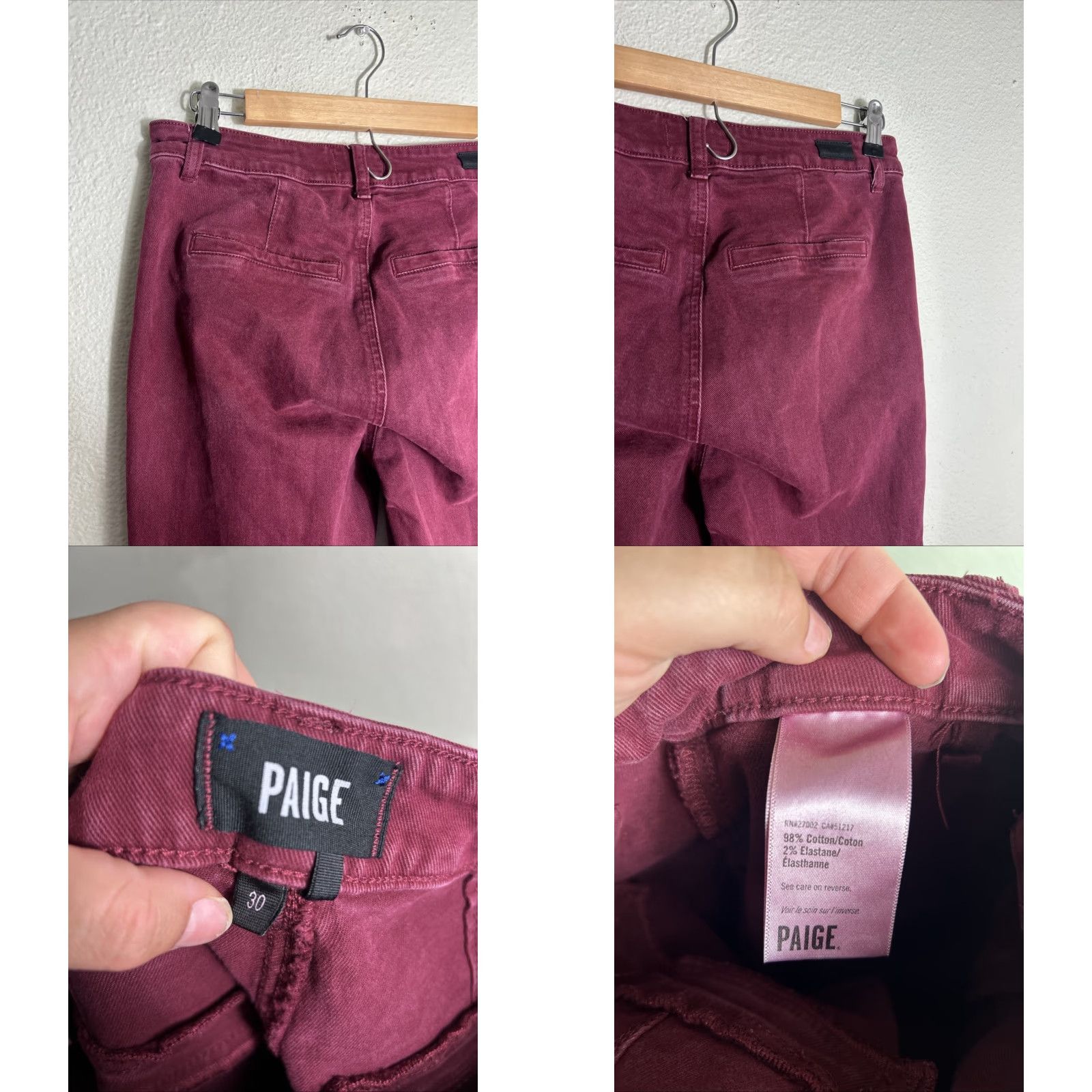 Paige VINTAGE Paige Womens Jeans Straight Red 30x30 Stained Size 30" / US 8 / IT 44 - 9 Thumbnail