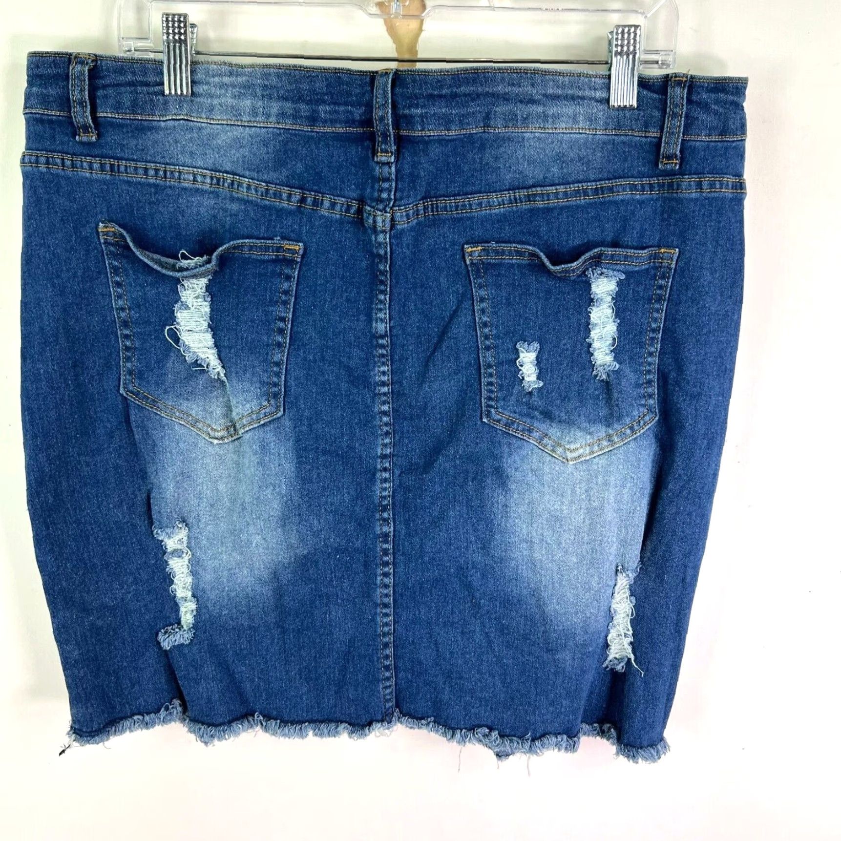 Denime VINTAGE Unpublished Denim Blue Mini Skirt Womens Size 8 Rough Hem Casual Party Bohemian Size 30" / US 8 / IT 44 - 5 Thumbnail