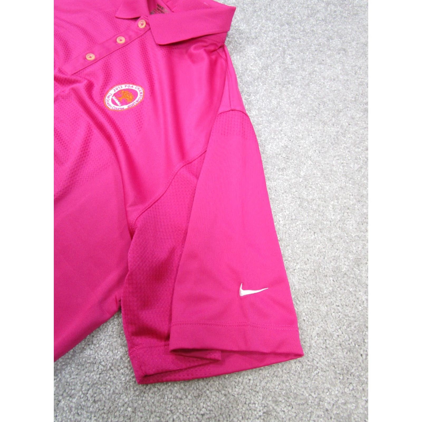 Nike Nike Golf Polo Shirt Mens XL Dri-FIT Tour Performance Pink Solid Short Sleeve Collared Polo 2012 PGA Championship The Ocean Course Logo Mens Size US XL / EU 56 / 4 - 4 Thumbnail