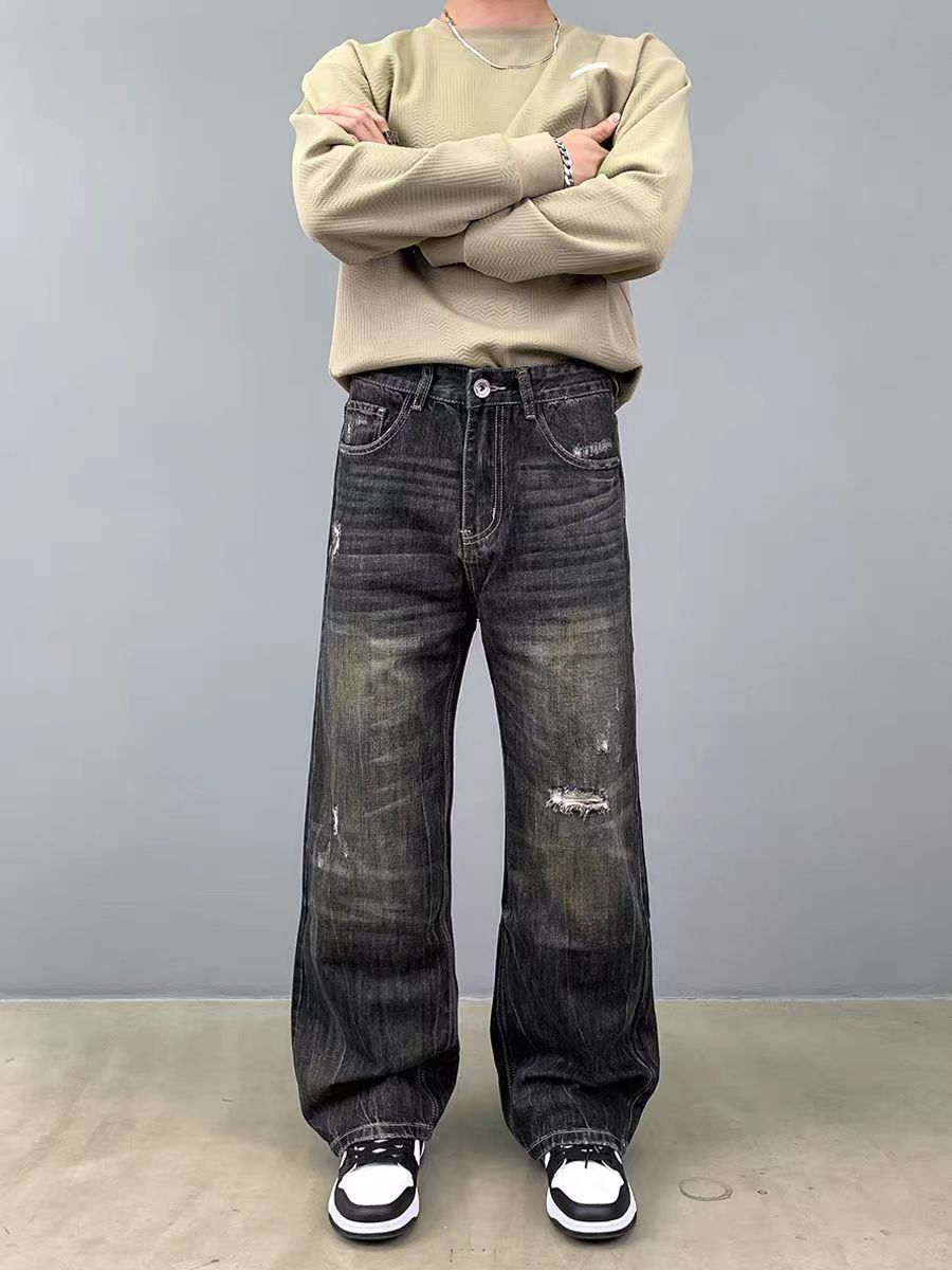 Japanese Brand × Vintage Vintage rust design loose casual ripped black jeans Size US 34 / EU 50 - 1 Thumbnail