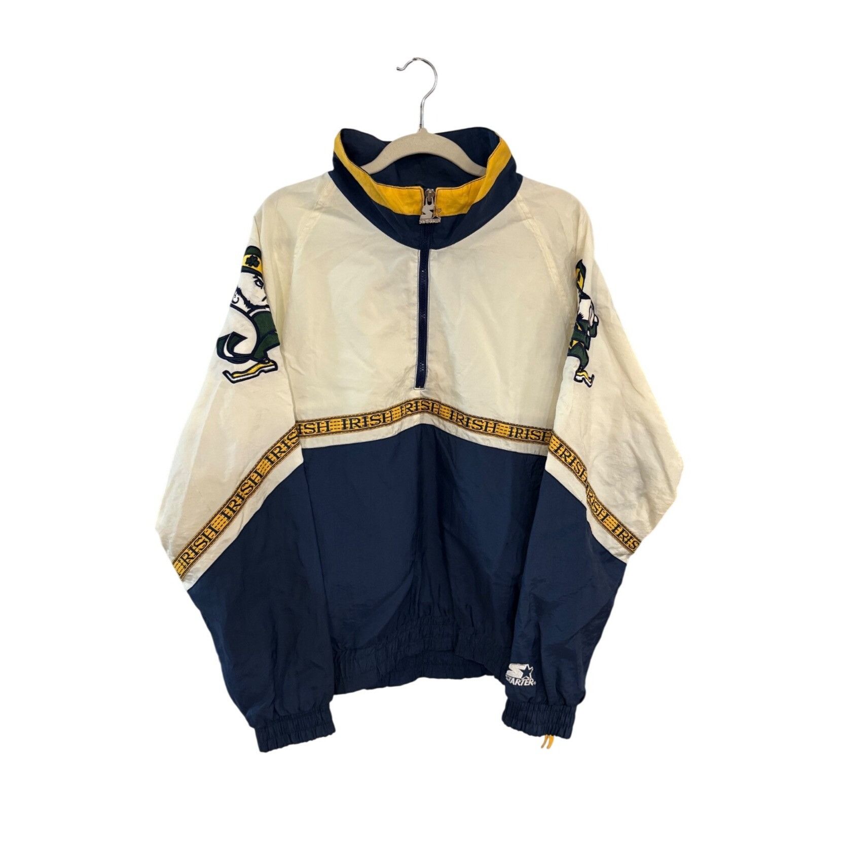 Starter Vintage 90s Starter Notre Dame Fighting Irish 1/4 Zip Windbr Size US L / EU 52-54 / 3 - 1 Thumbnail