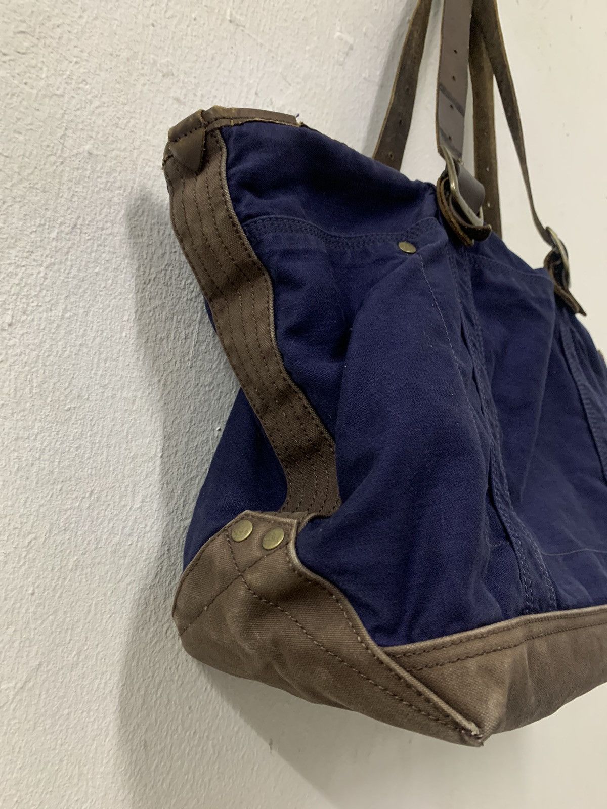 Japanese Brand TIE IN Cotton Bag Leather Trimming Size ONE SIZE - 7 Thumbnail