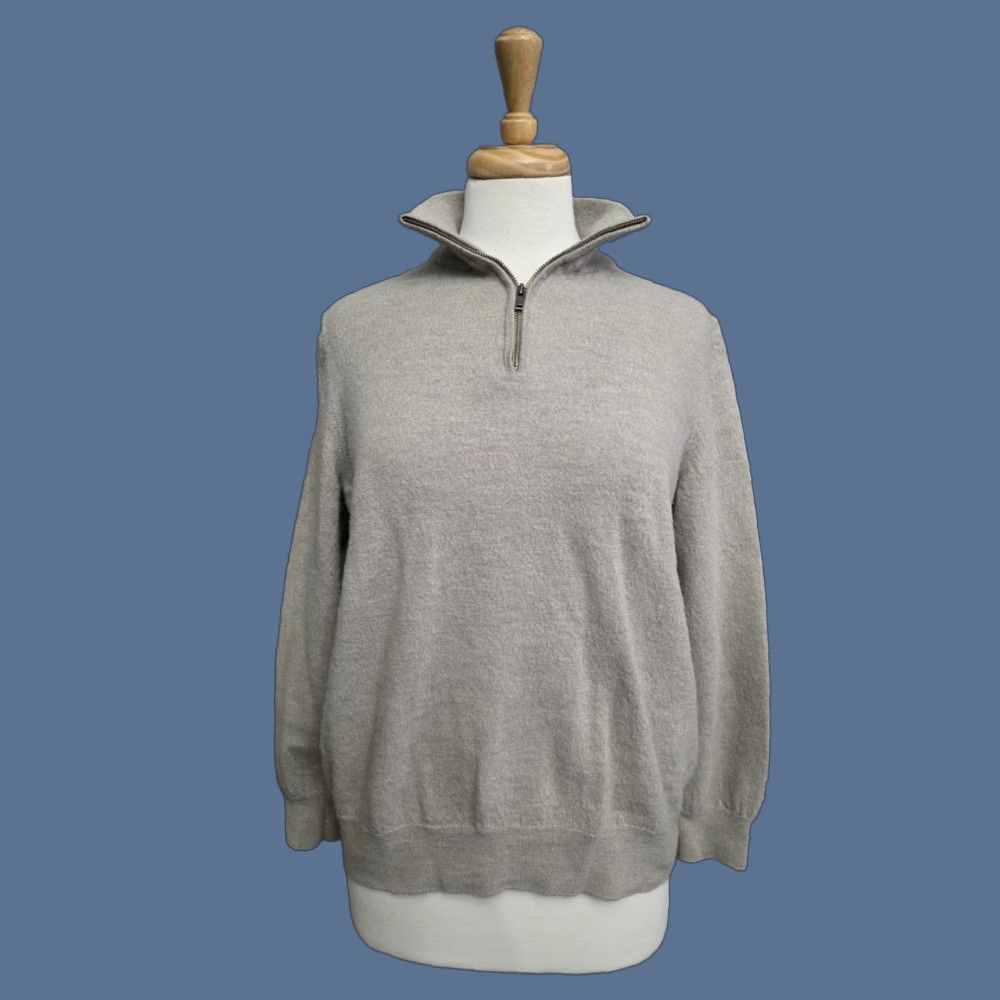 Christian Lacroix VINTAGE Christian Lacroix 100% Extra Fine Merino Wool 1/4 Zip Sweater Beige Women's XL Shirt Pullover Classic Womens Size XL / US 12-14 / IT 48-50 - 1 Thumbnail