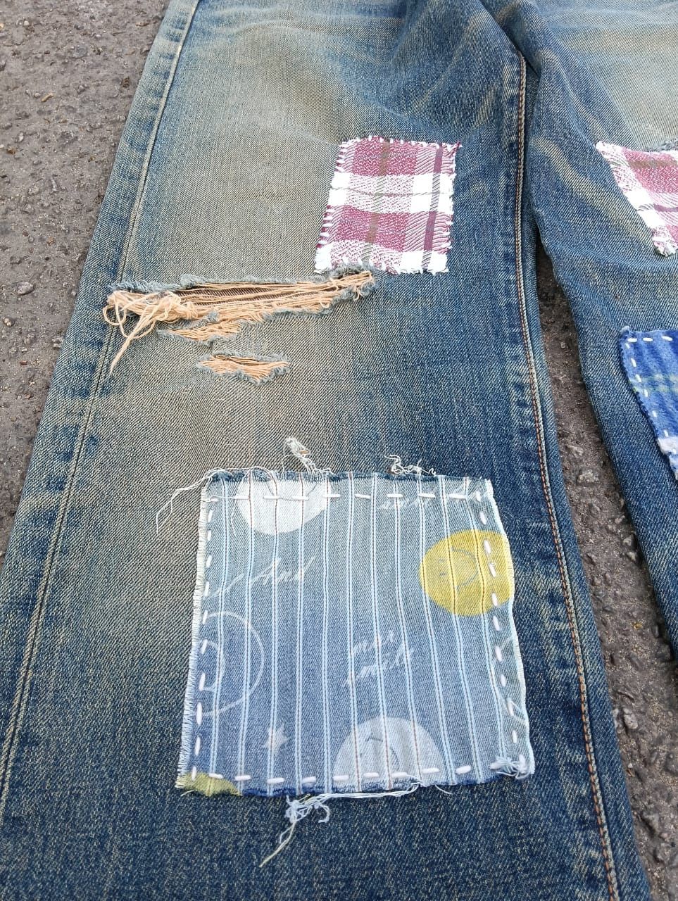 Edwin THRASHED vintage Edwin 505x selvedge patchwork denim. Size US 28 / EU 44 - 6 Thumbnail