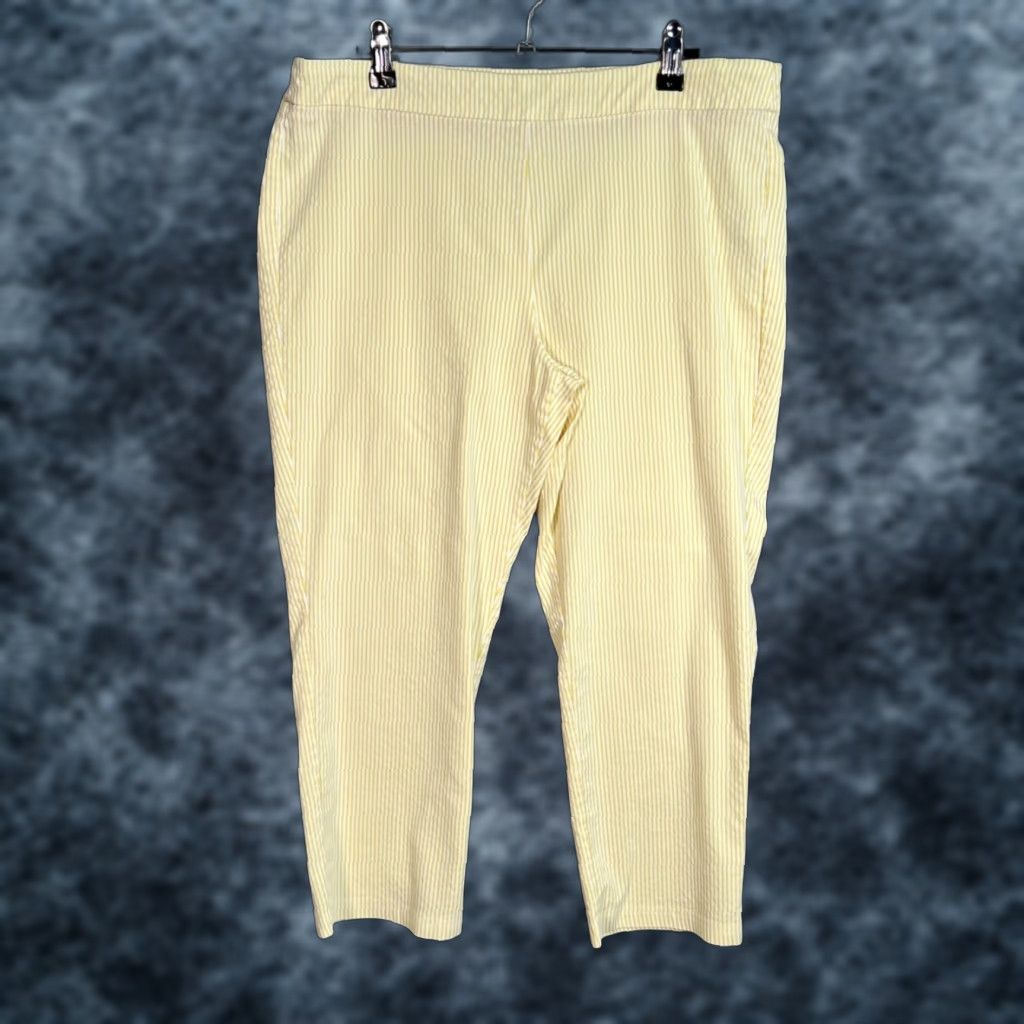 Nanette Lepore Nanette Lepore Pants Womens Size Large Yellow & White Striped Stretch Cropped Size 36" / US 14 / IT 50 - 1 Thumbnail