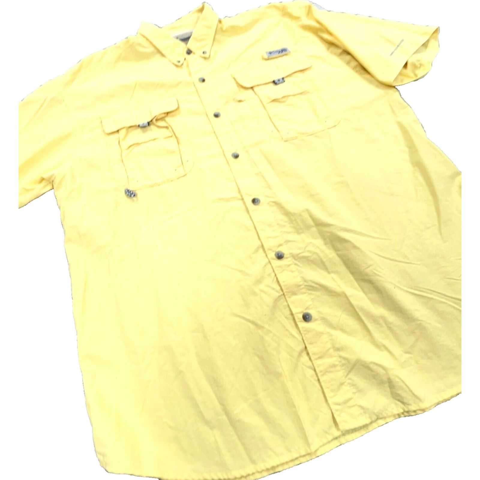 Vintage Columbia PFG Shirt Men Large Yellow Button Up Camp Outdoors Performance Nylon Size US L / EU 52-54 / 3 - 2 Thumbnail